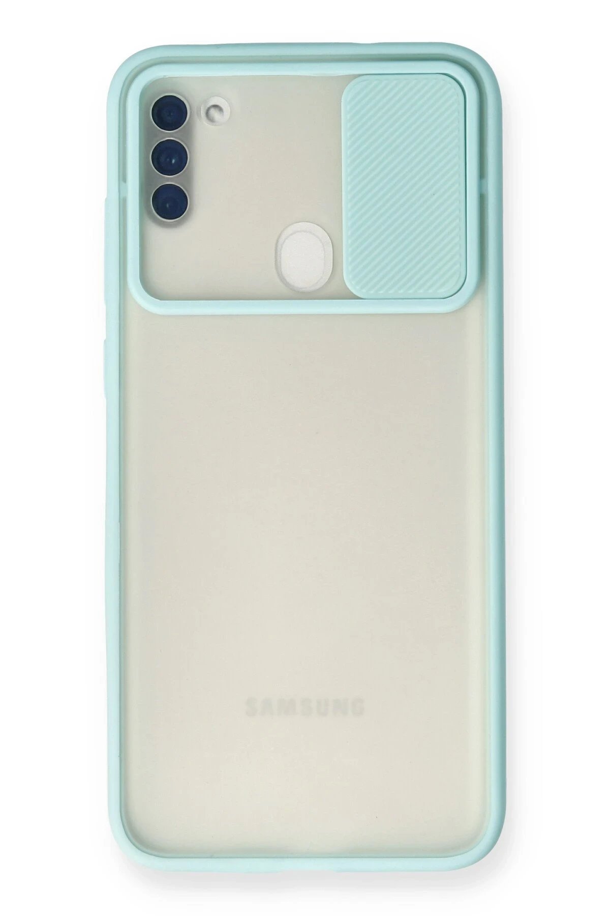 Samsung Galaxy A11 Kılıf Palm Buzlu Kamera Sürgülü Silikon - Turkuaz-(5796)