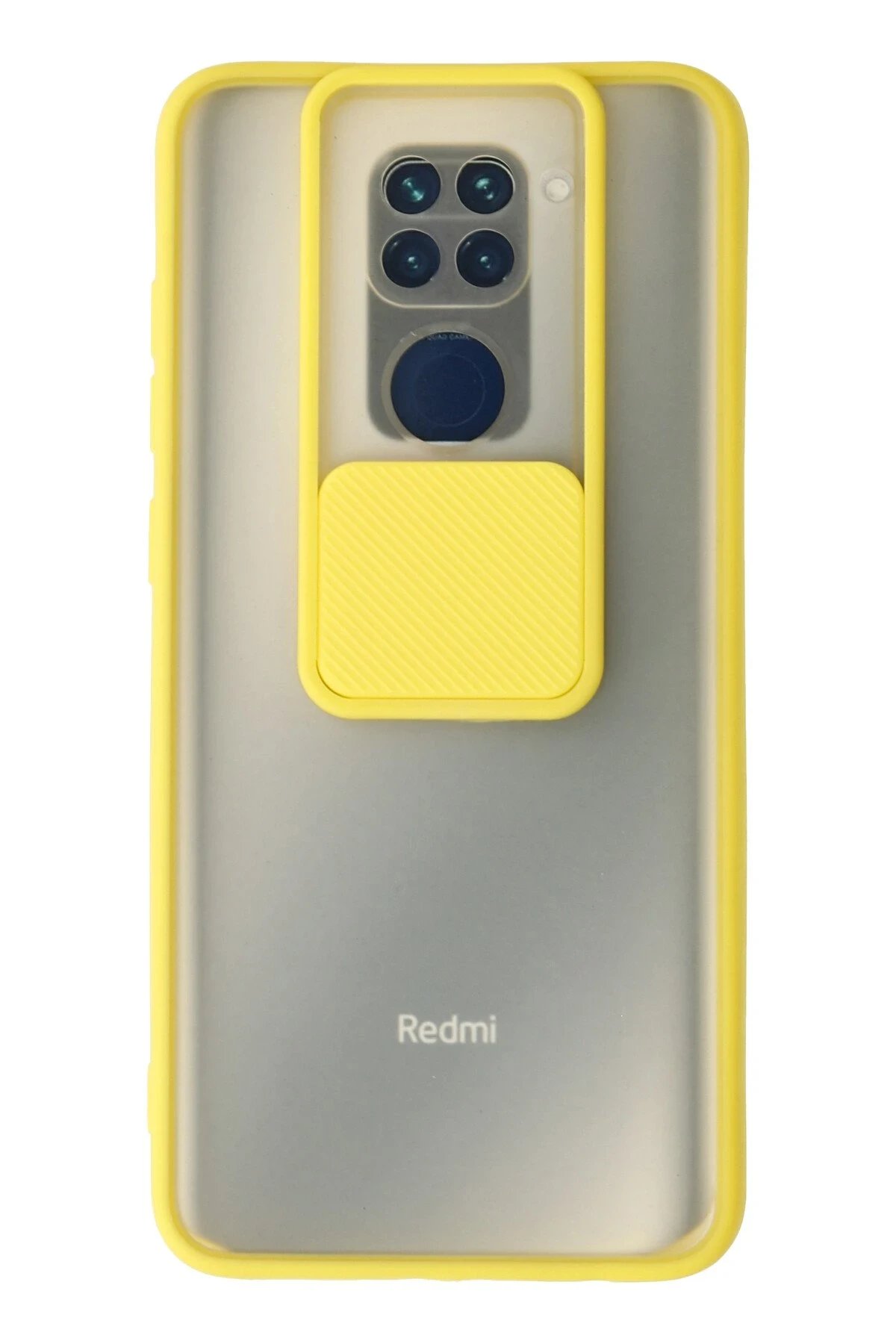 Xiaomi Redmi Note 9 Kılıf Palm Buzlu Kamera Sürgülü Silikon - Sarı-(5796)