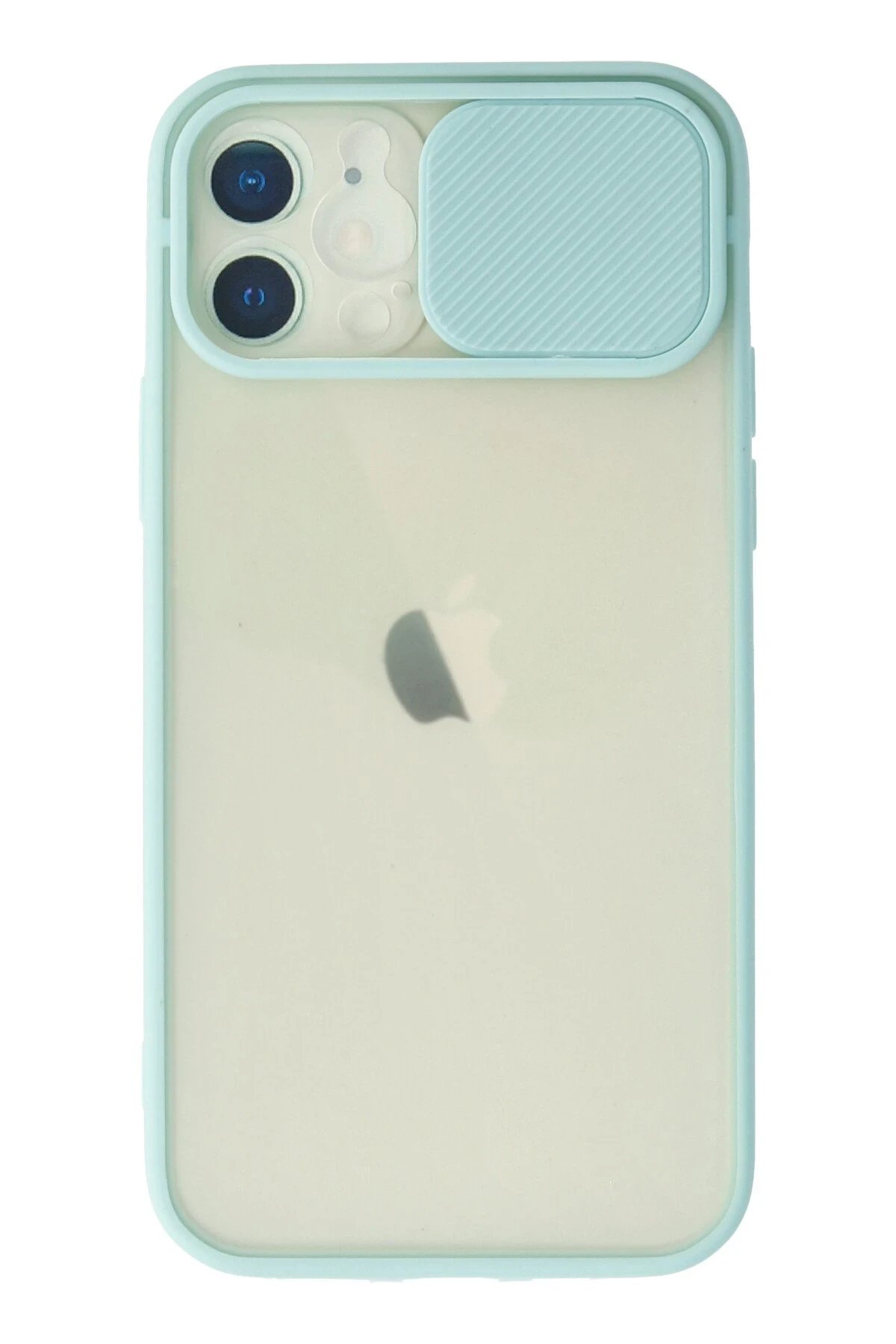 iPhone 12 Kılıf Palm Buzlu Kamera Sürgülü Silikon - Turkuaz-(5796)