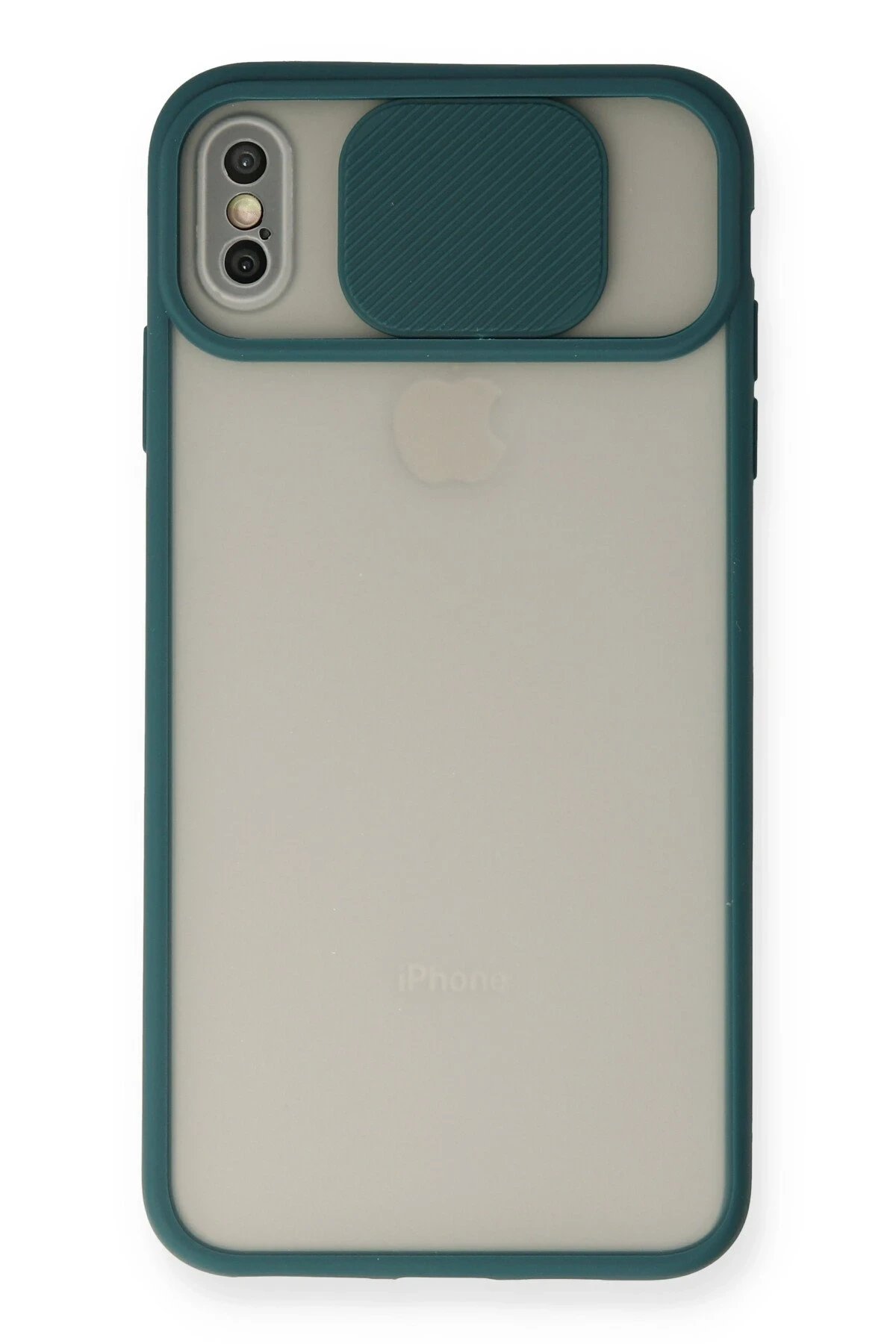 iPhone XS Max Kılıf Palm Buzlu Kamera Sürgülü Silikon - Yeşil-(5796)