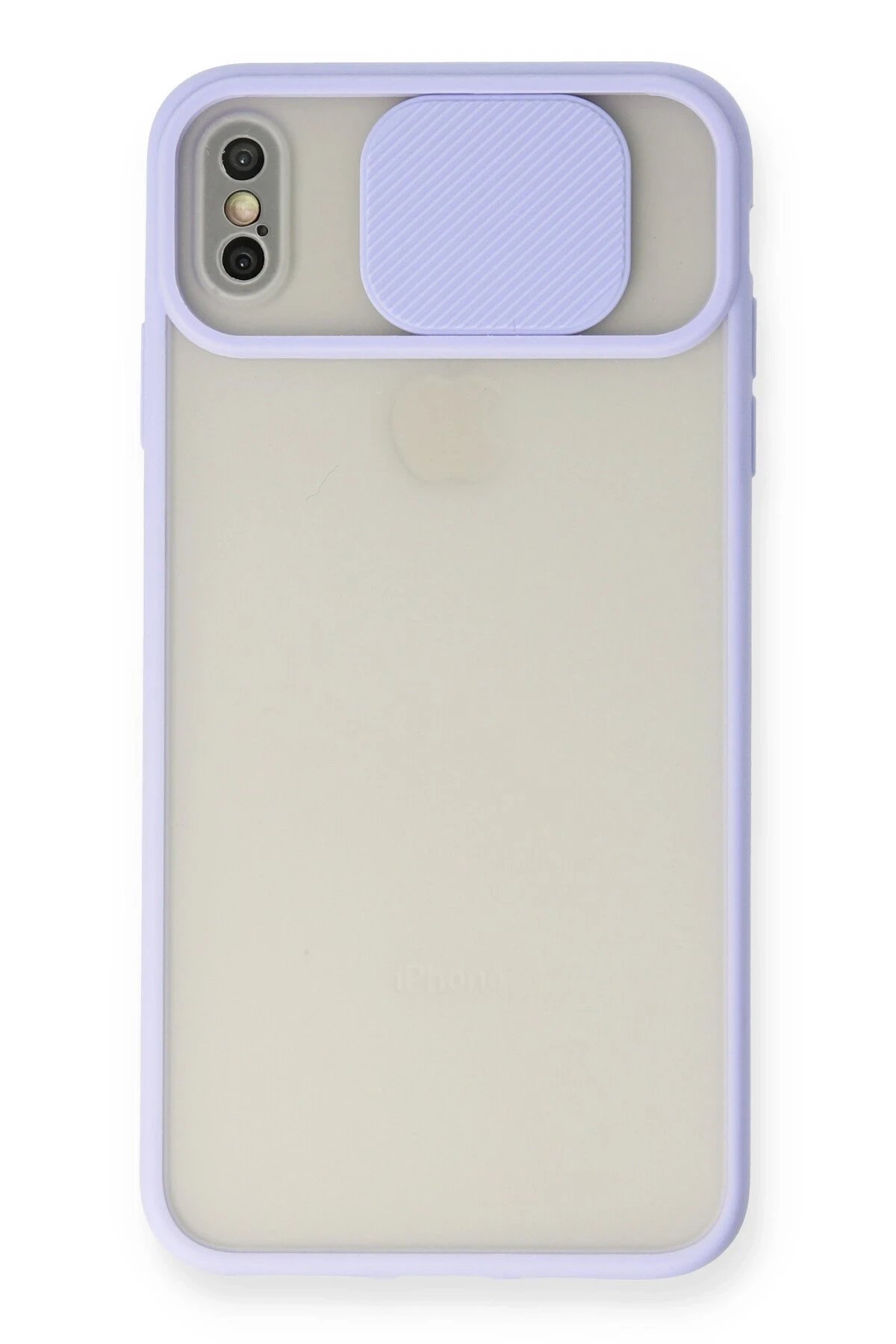 iPhone XS Max Kılıf Palm Buzlu Kamera Sürgülü Silikon - Lila-(5796)