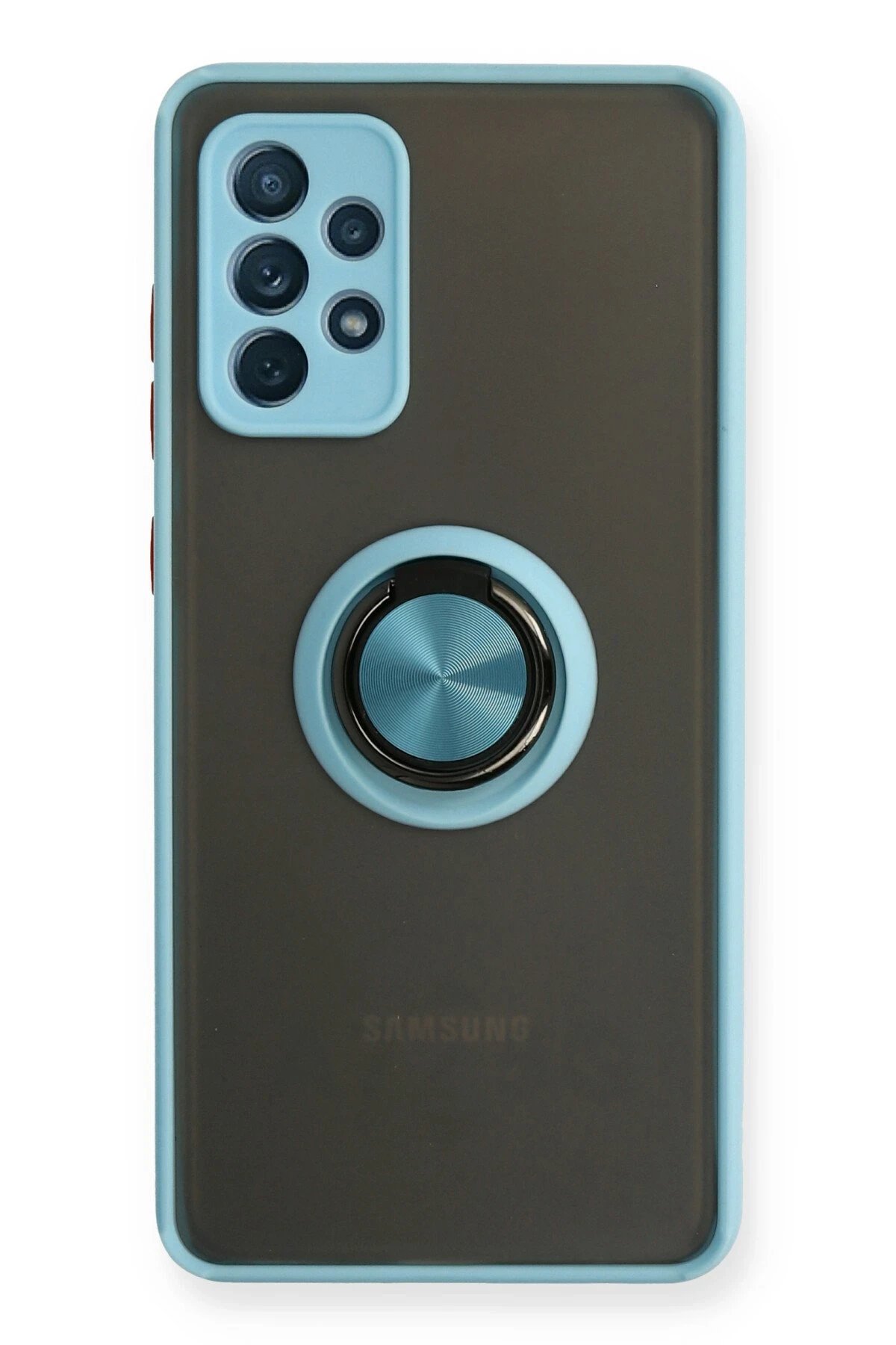 Samsung Galaxy A72 Kılıf Montreal Yüzüklü Silikon Kapak - Buz Mavi-(5796)