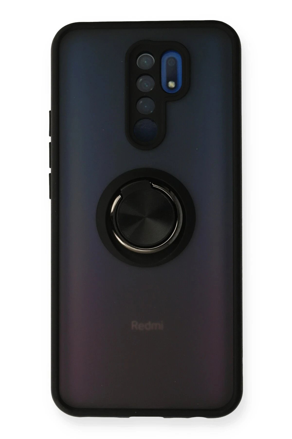 Xiaomi Redmi 9 Kılıf Montreal Yüzüklü Silikon Kapak - Siyah-(5796)