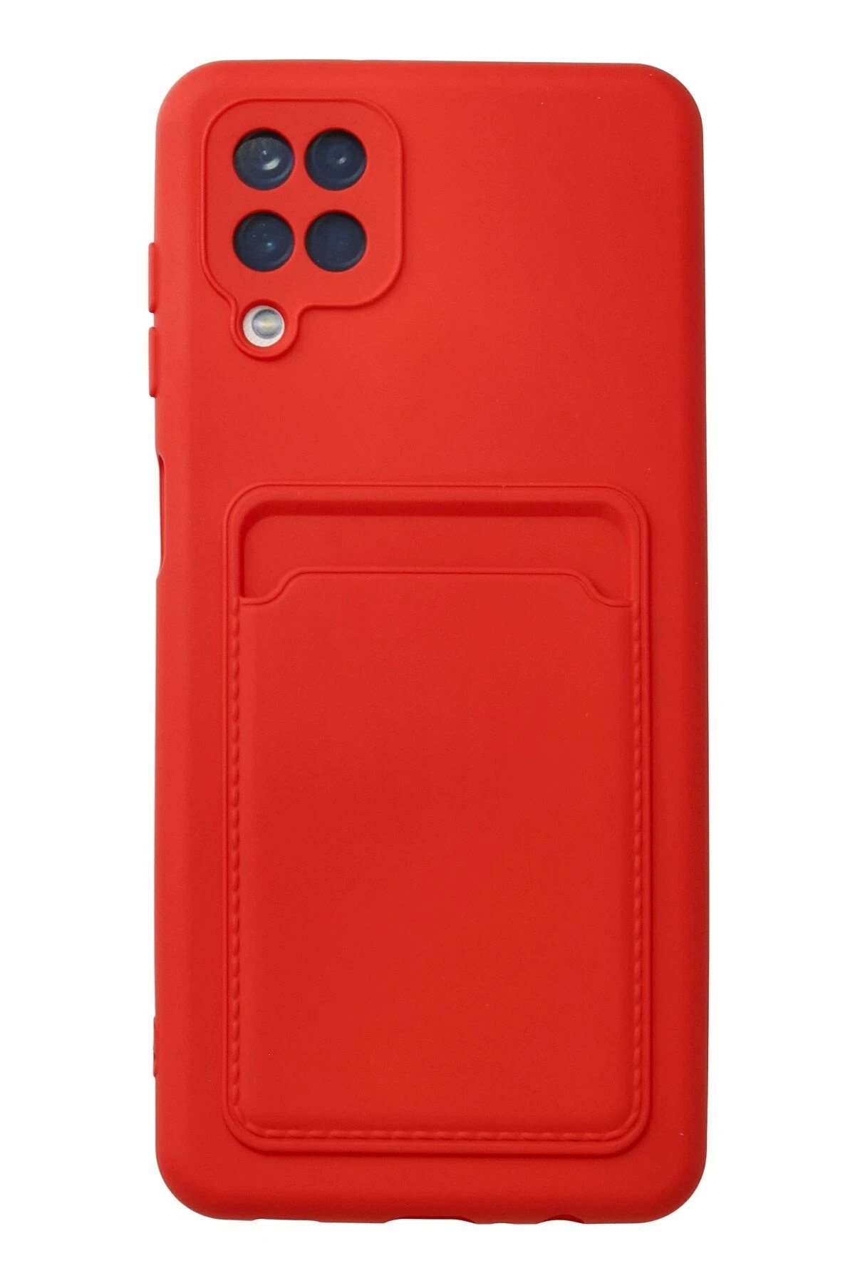 Samsung Galaxy A12 Kılıf Kelvin Kartvizitli Silikon - Kırmızı-(5796)