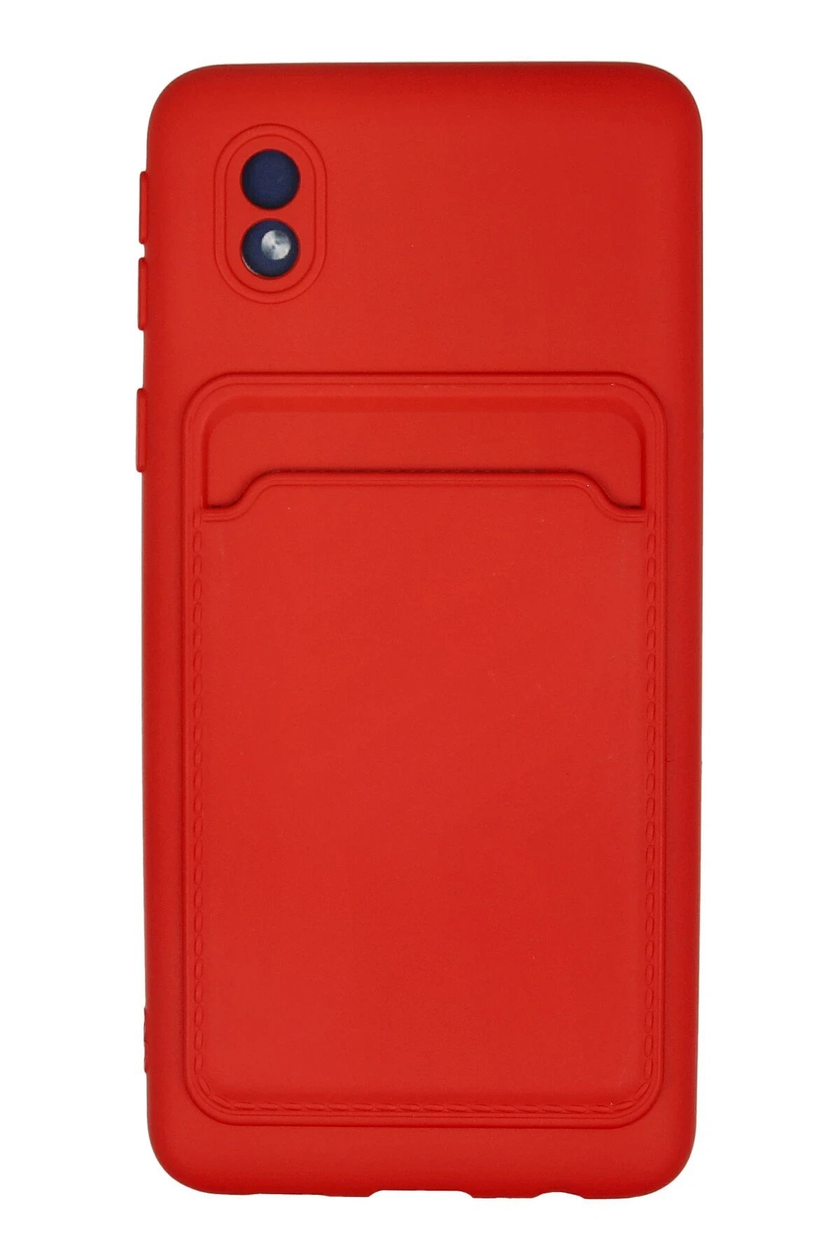 Samsung Galaxy A01 Core Kılıf Kelvin Kartvizitli Silikon - Kırmızı-(5796)