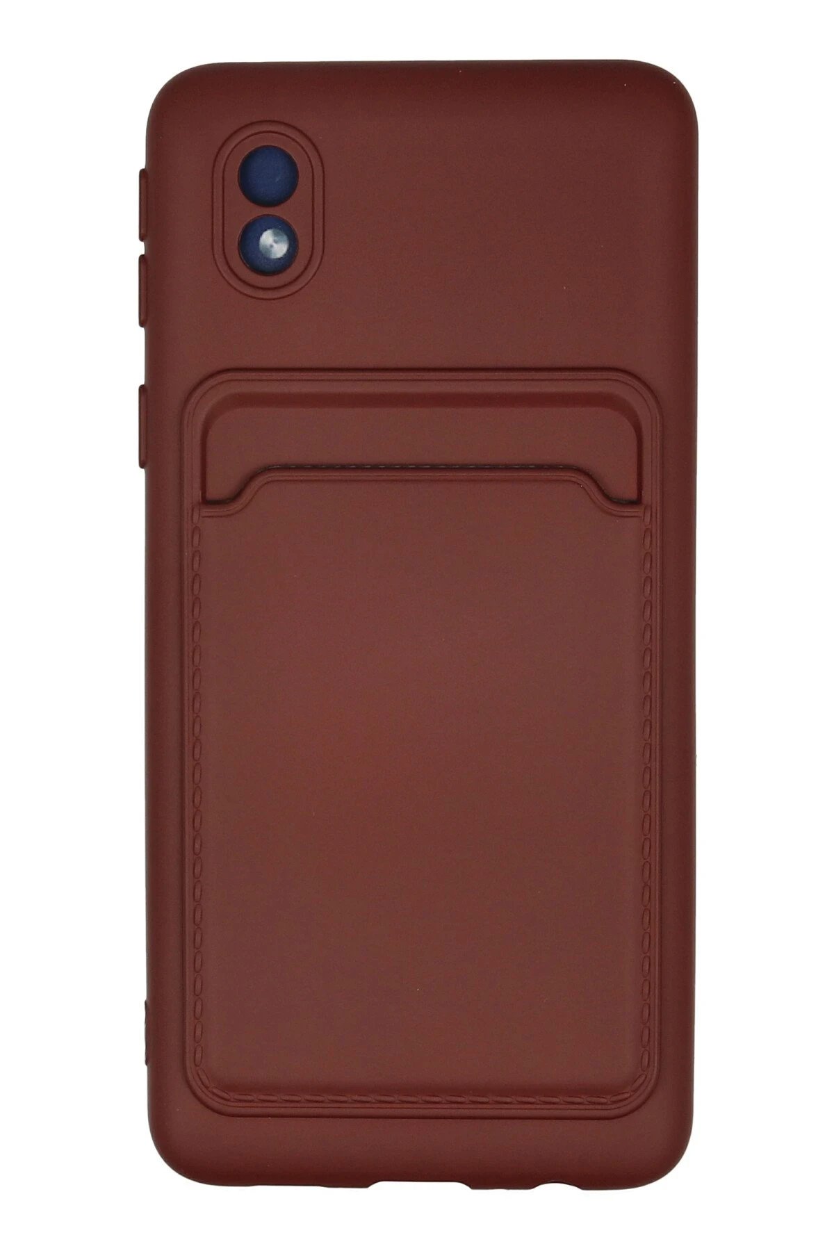 Samsung Galaxy A01 Core Kılıf Kelvin Kartvizitli Silikon - Bordo-(5796)