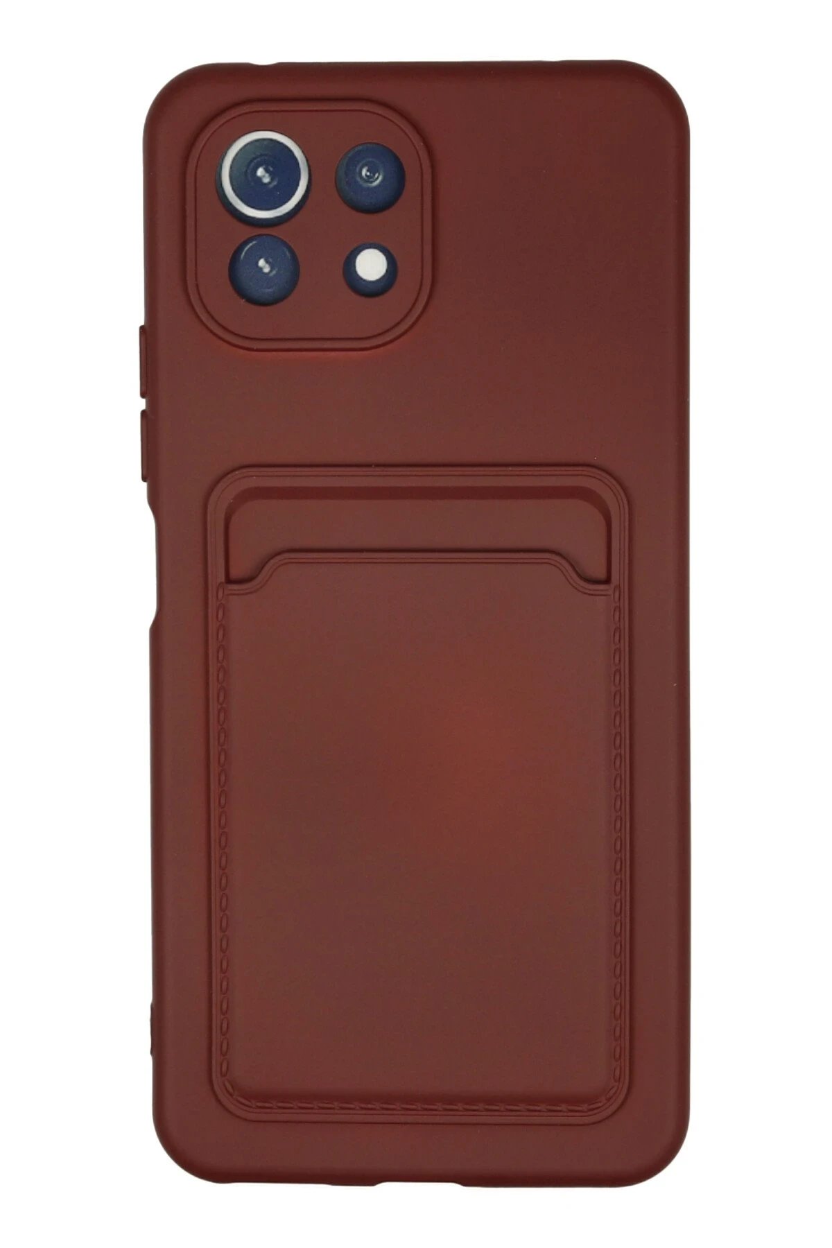 Xiaomi Mi 11 Kılıf Kelvin Kartvizitli Silikon - Bordo-(5796)