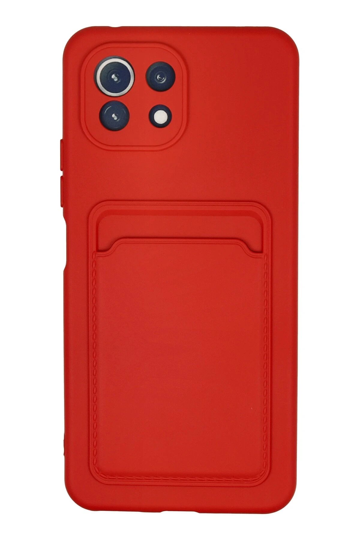 Xiaomi Mİ 11 Lite Kılıf Kelvin Kartvizitli Silikon - Kırmızı-(5796)