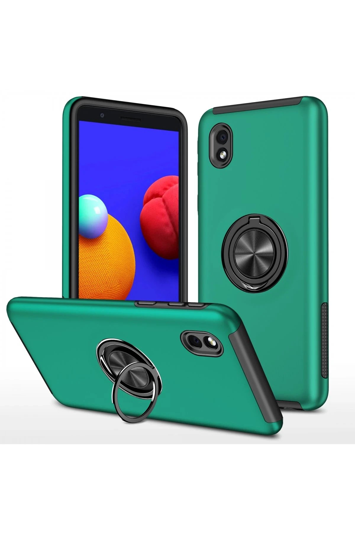 Samsung Galaxy A01 Core Kılıf Elit Yüzüklü Kapak - Yeşil-(5796)