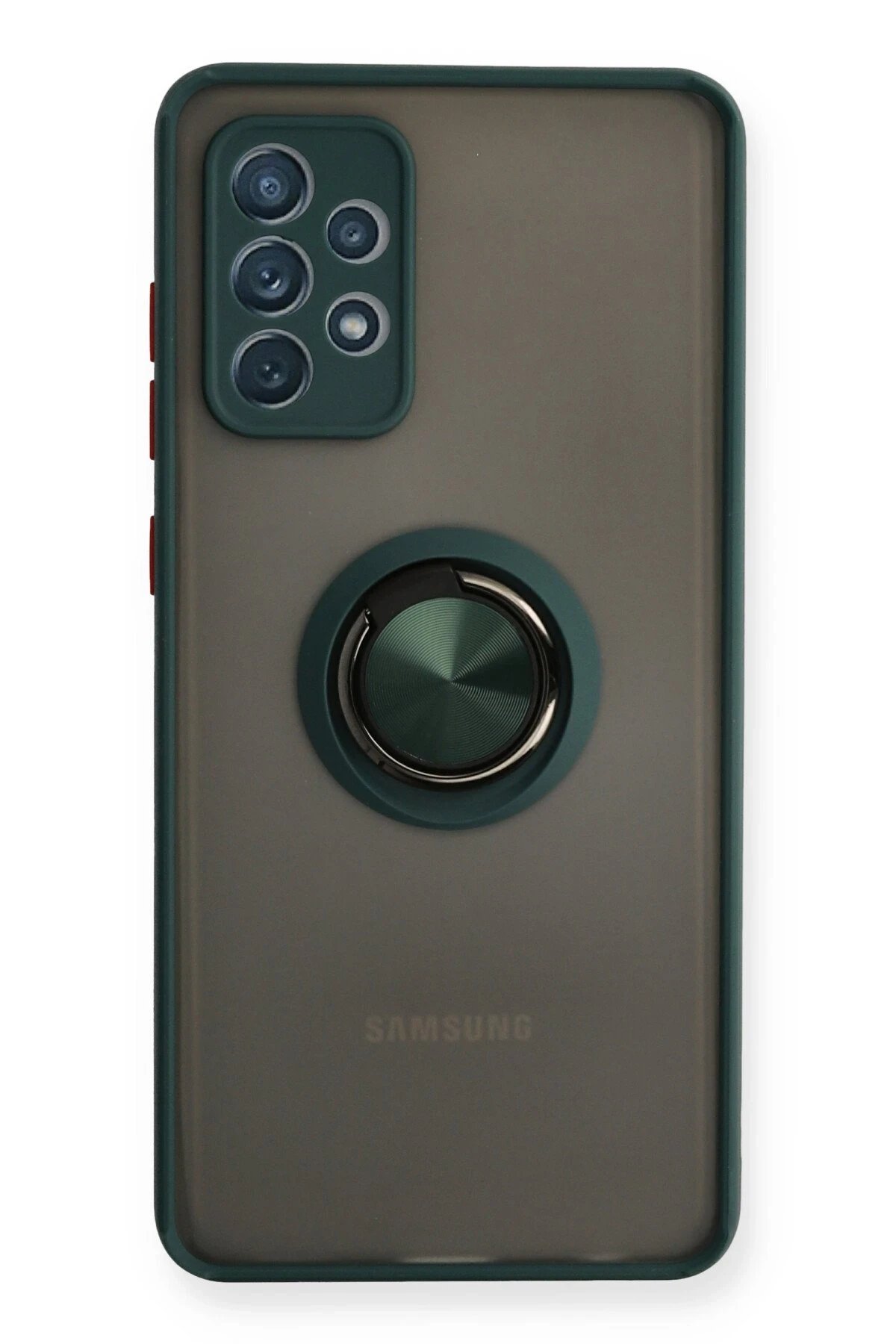 Samsung Galaxy A72 Kılıf Montreal Yüzüklü Silikon Kapak - Yeşil-(5796)