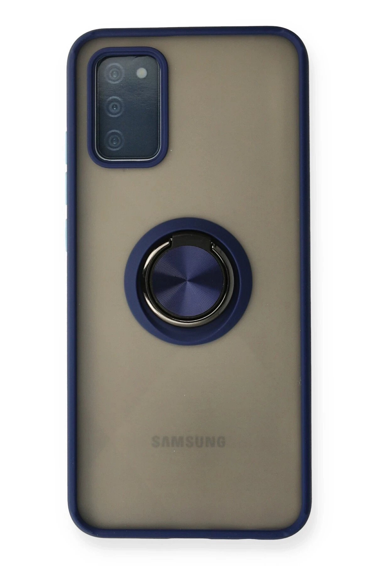 Samsung Galaxy A02S Kılıf Montreal Yüzüklü Silikon Kapak - Lacivert-(5796)
