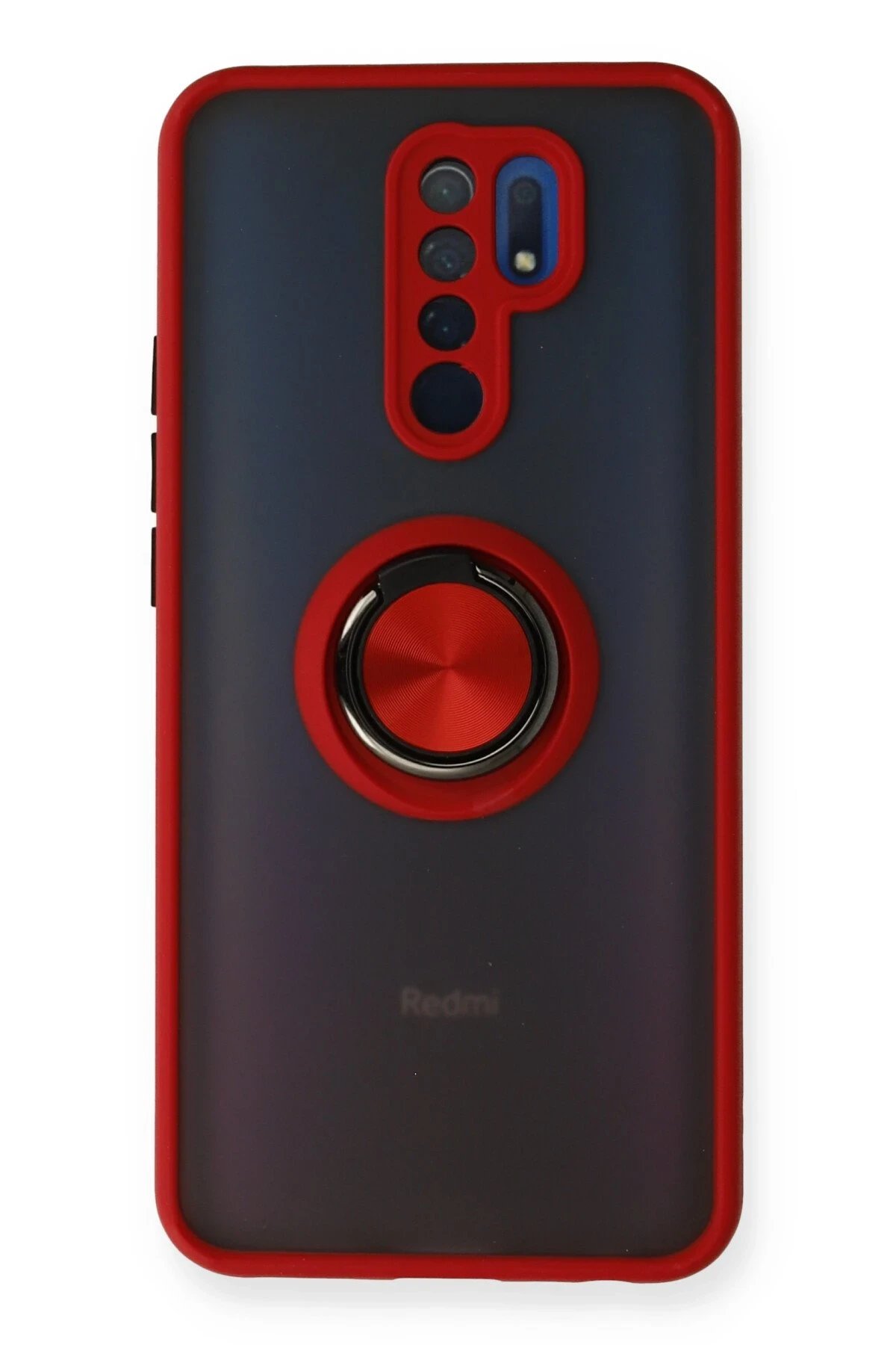 Xiaomi Redmi 9 Kılıf Montreal Yüzüklü Silikon Kapak - Kırmızı-(5796)