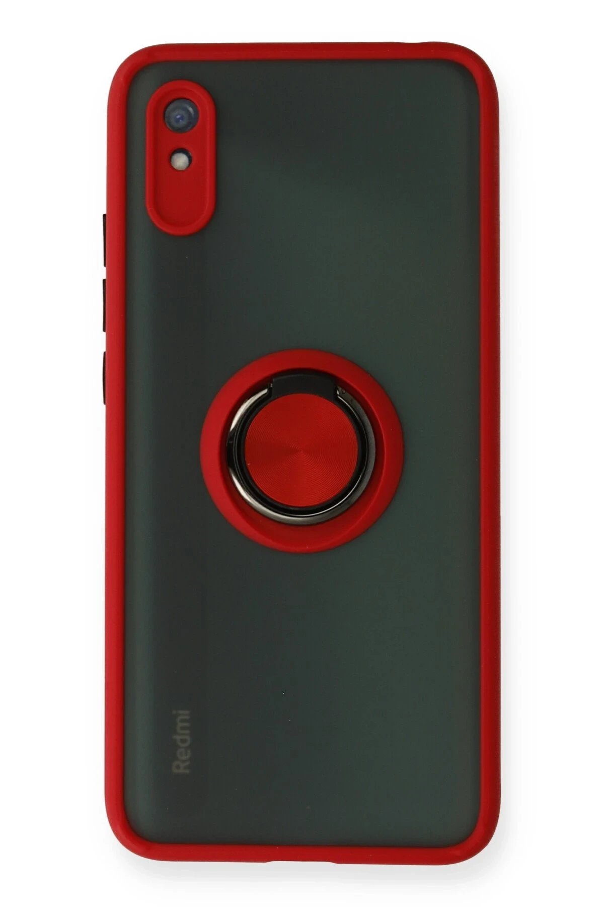 Xiaomi Redmi 9A Kılıf Montreal Yüzüklü Silikon Kapak - Kırmızı-(5796)
