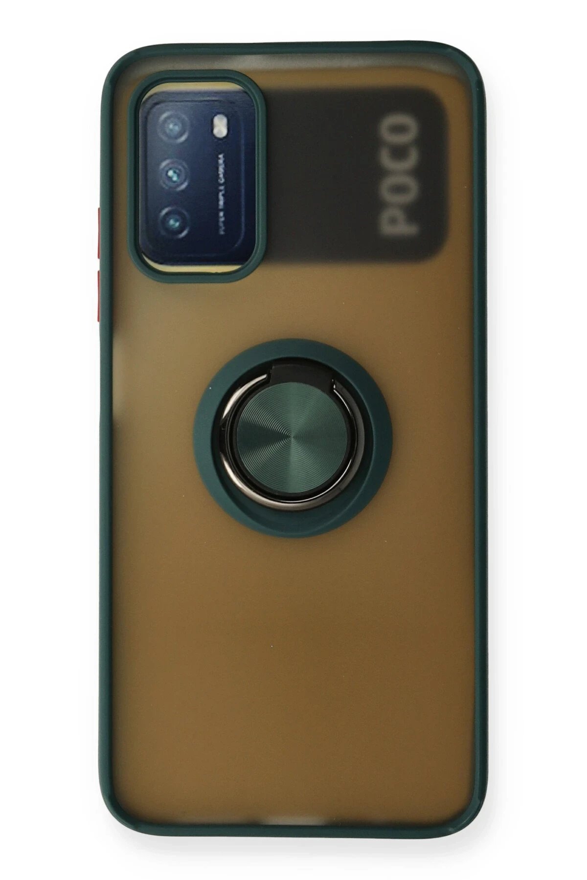Xiaomi Redmi 9T Kılıf Montreal Yüzüklü Silikon Kapak - Yeşil-(5796)