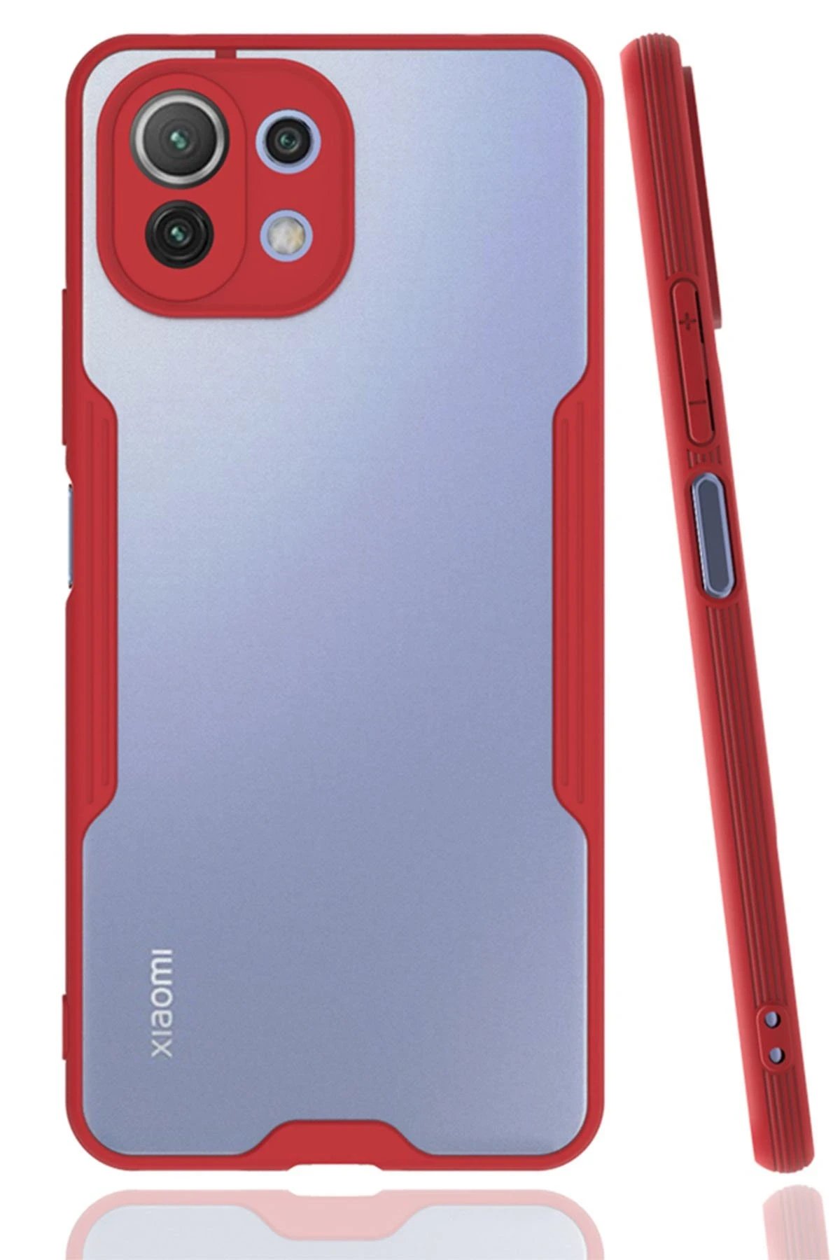 Xiaomi Mİ 11 Lite Kılıf Platin Silikon - Kırmızı-(5796)