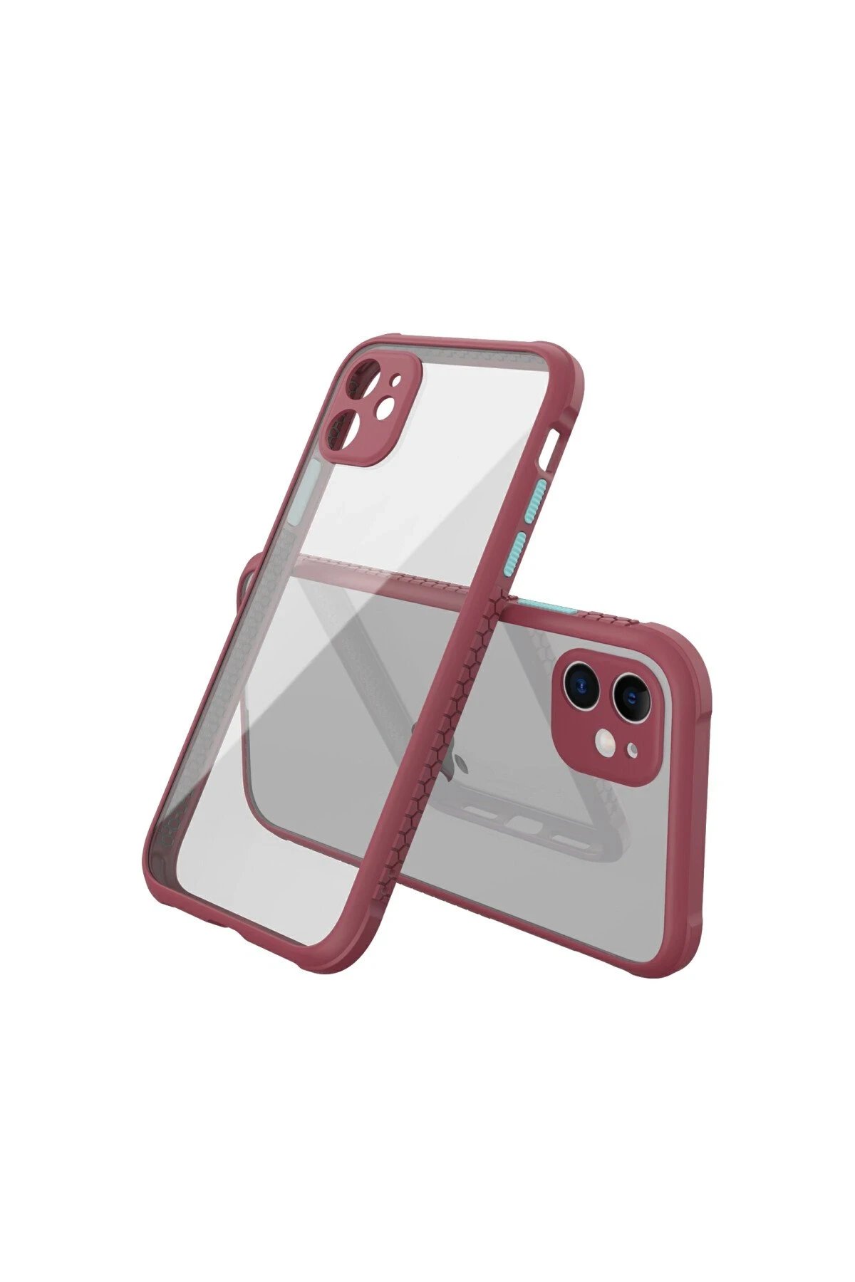 iPhone 12 Mini Kılıf Miami Şeffaf Silikon - Fuşya-(5796)