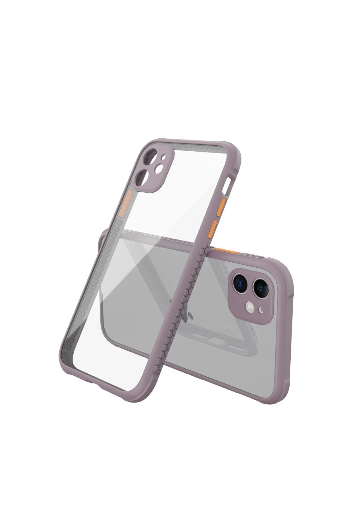 iPhone 12 Mini Kılıf Miami Şeffaf Silikon - Açık Mor-(5796)