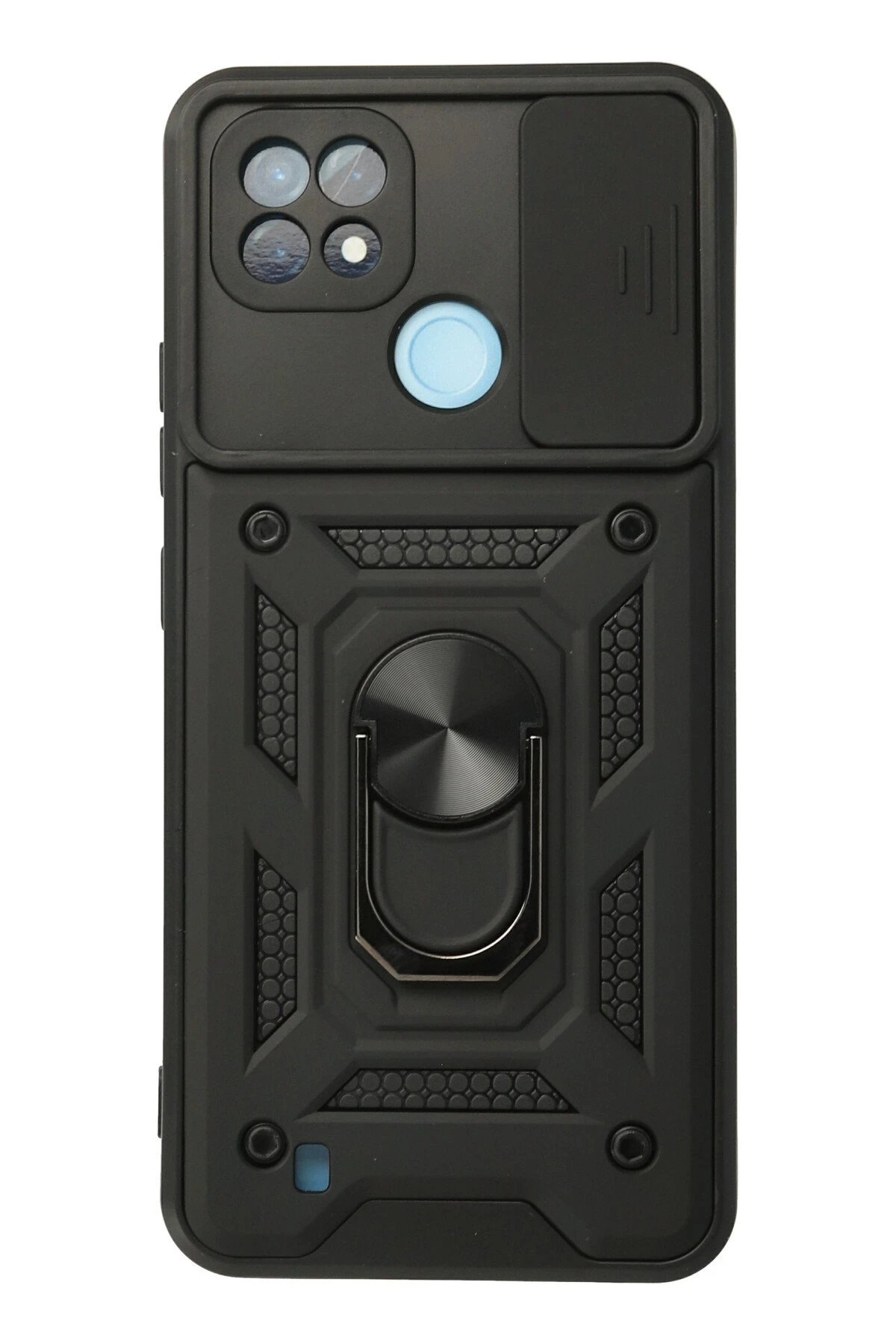 Realme C21 Kılıf Pars Lens Yüzüklü Silikon - Siyah-(5796)