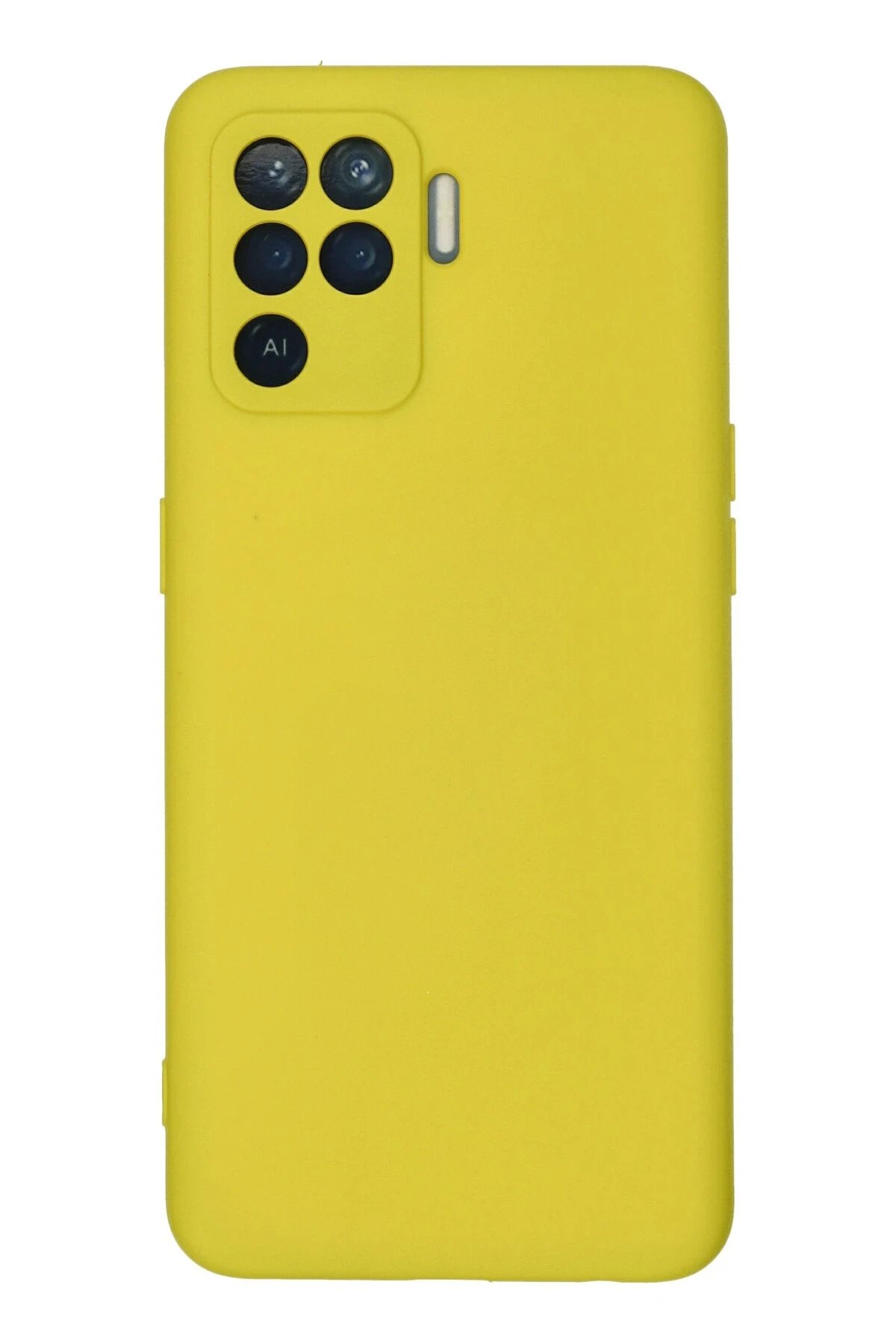 Oppo Reno 5 Lite Kılıf Nano içi Kadife Silikon - Sarı-(5796)