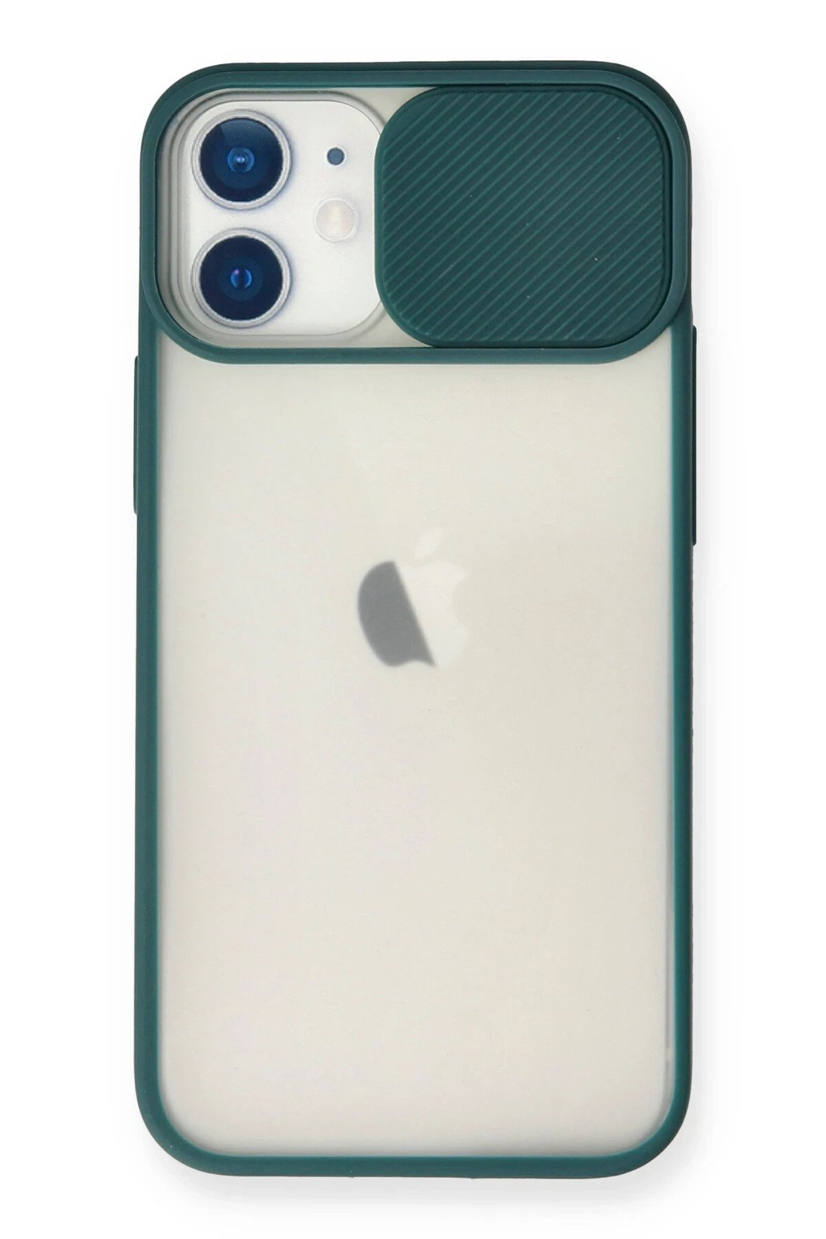 iPhone 11 Kılıf Palm Buzlu Kamera Sürgülü Silikon - Yeşil-(5796)