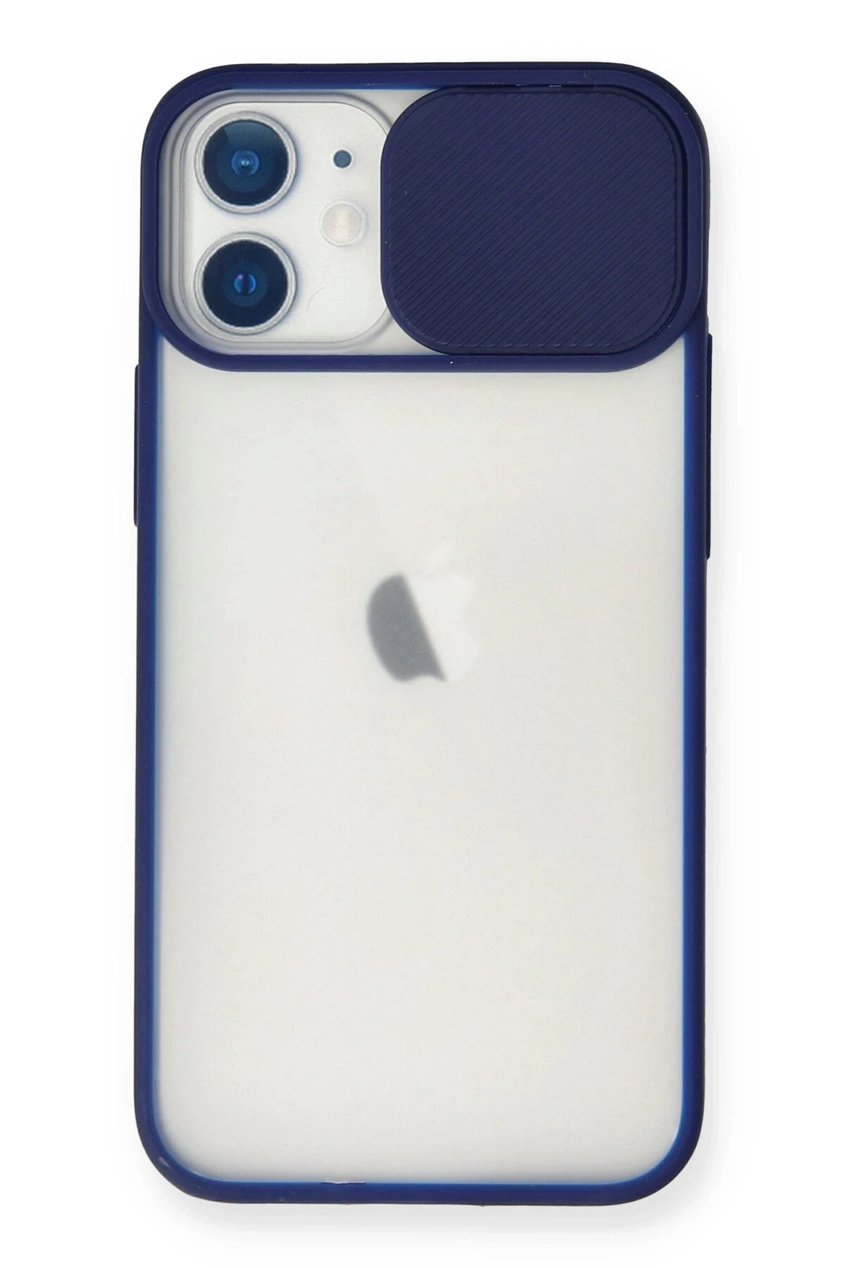 iPhone 11 Kılıf Palm Buzlu Kamera Sürgülü Silikon - Lacivert-(5796)