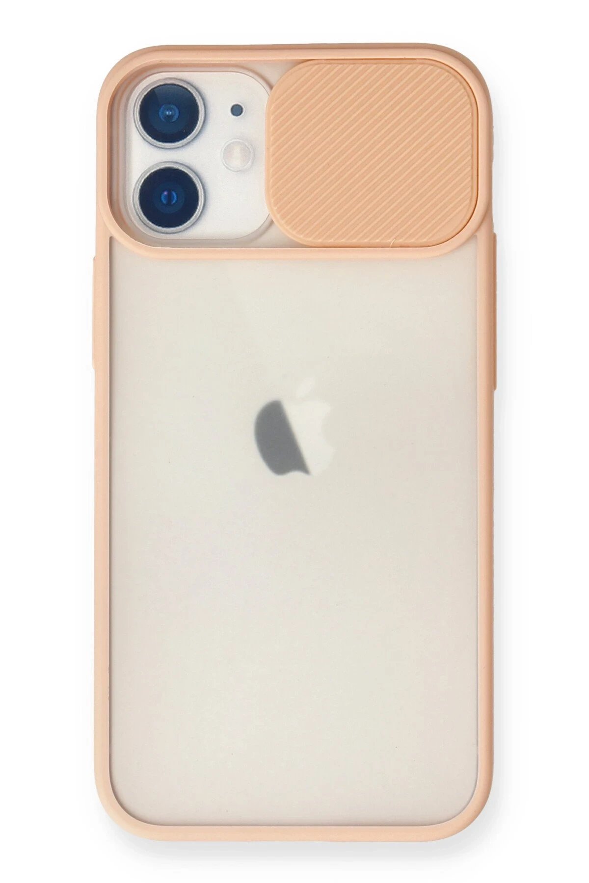 iPhone 11 Kılıf Palm Buzlu Kamera Sürgülü Silikon - Pembe-(5796)