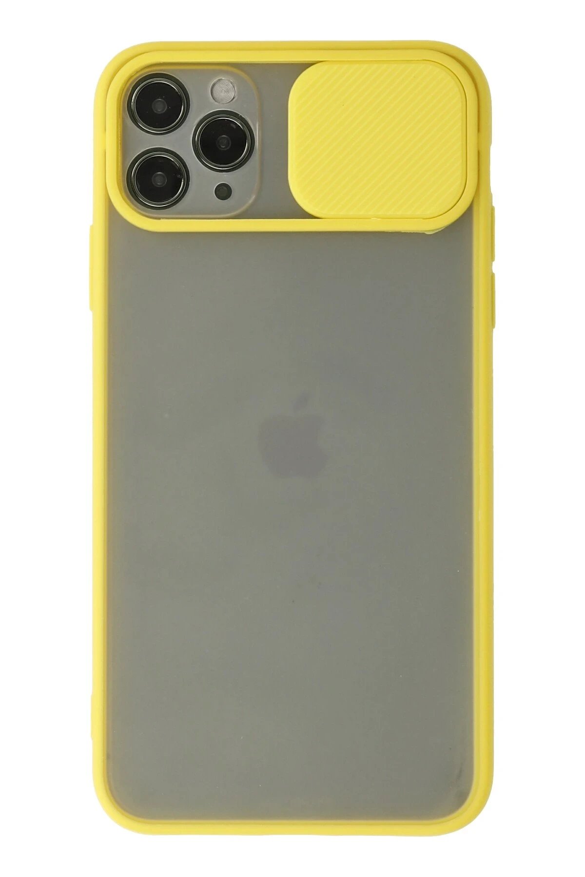 iPhone 11 Pro Max Kılıf Palm Buzlu Kamera Sürgülü Silikon - Sarı-(5796)