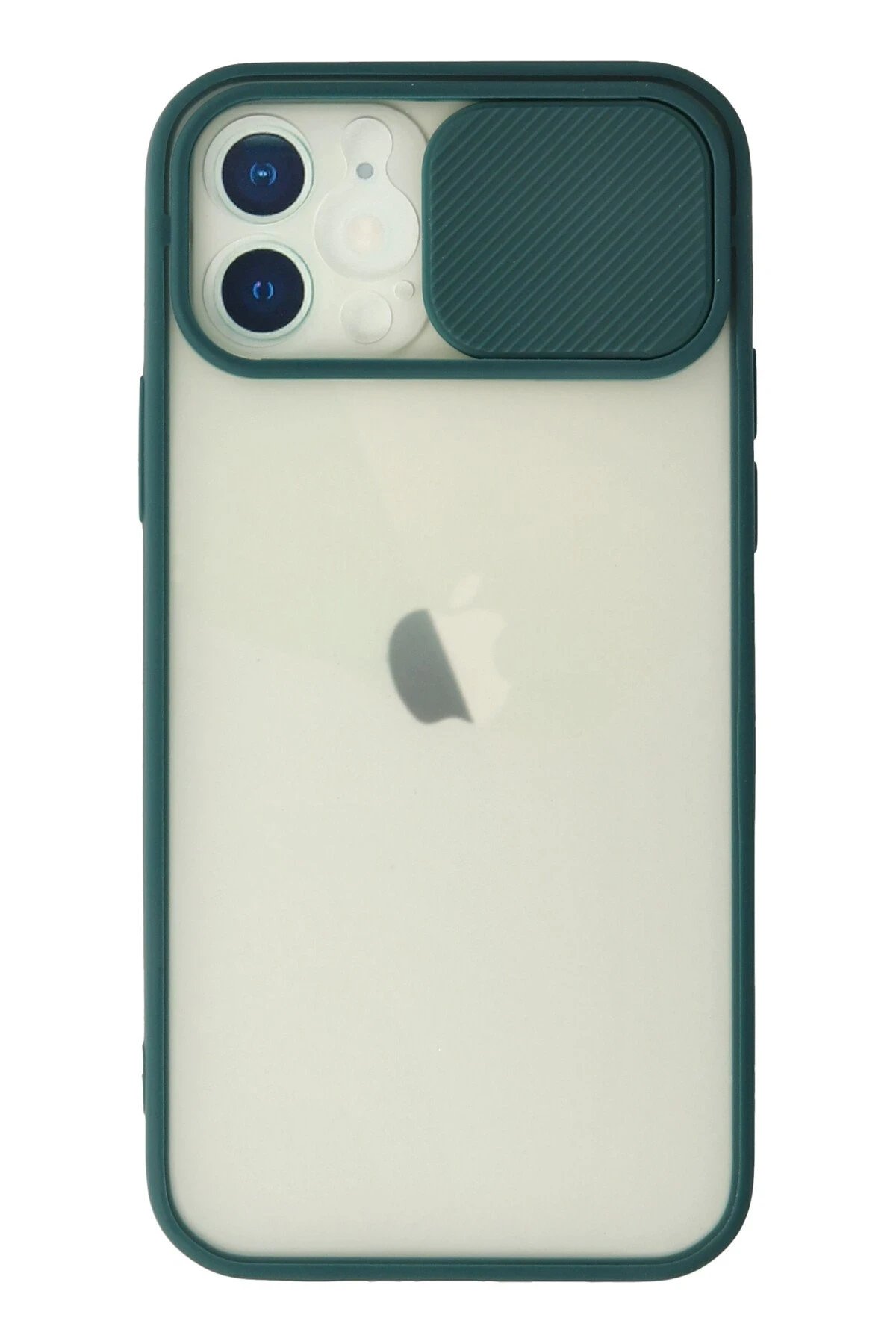 iPhone 12 Kılıf Palm Buzlu Kamera Sürgülü Silikon - Yeşil-(5796)