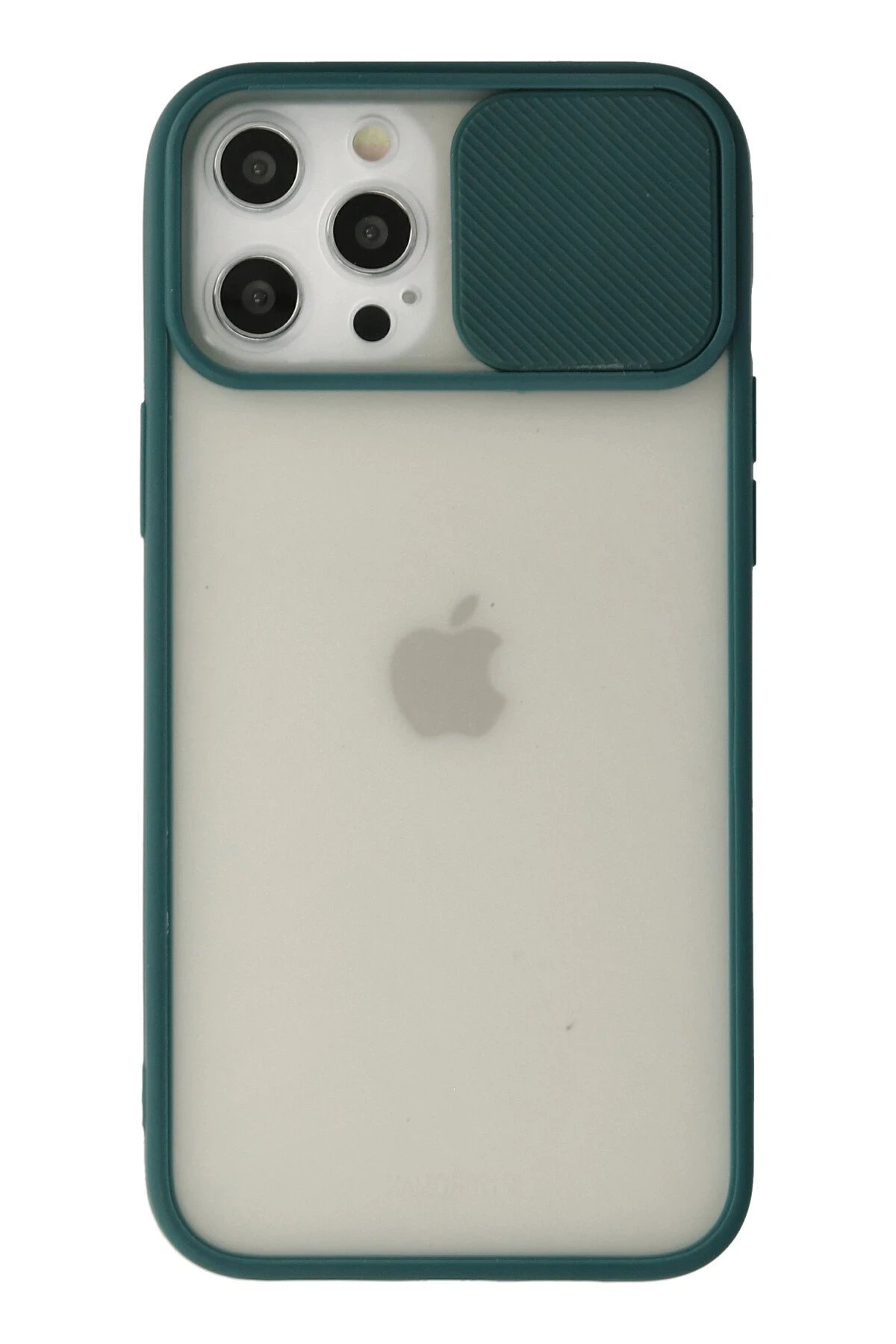 iPhone 12 Pro Max Kılıf Palm Buzlu Kamera Sürgülü Silikon - Yeşil-(5796)