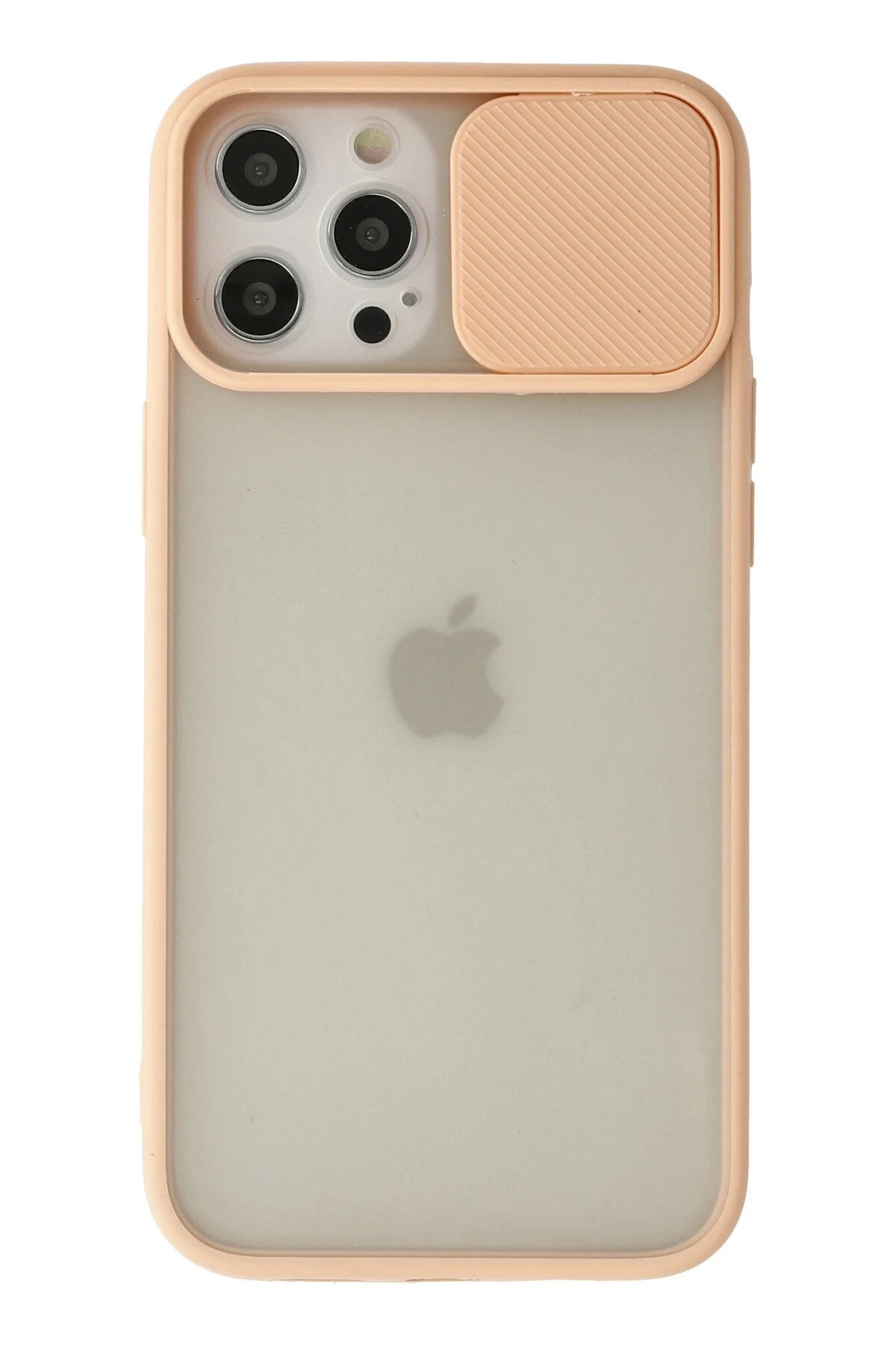 iPhone 12 Pro Max Kılıf Palm Buzlu Kamera Sürgülü Silikon - Pembe-(5796)