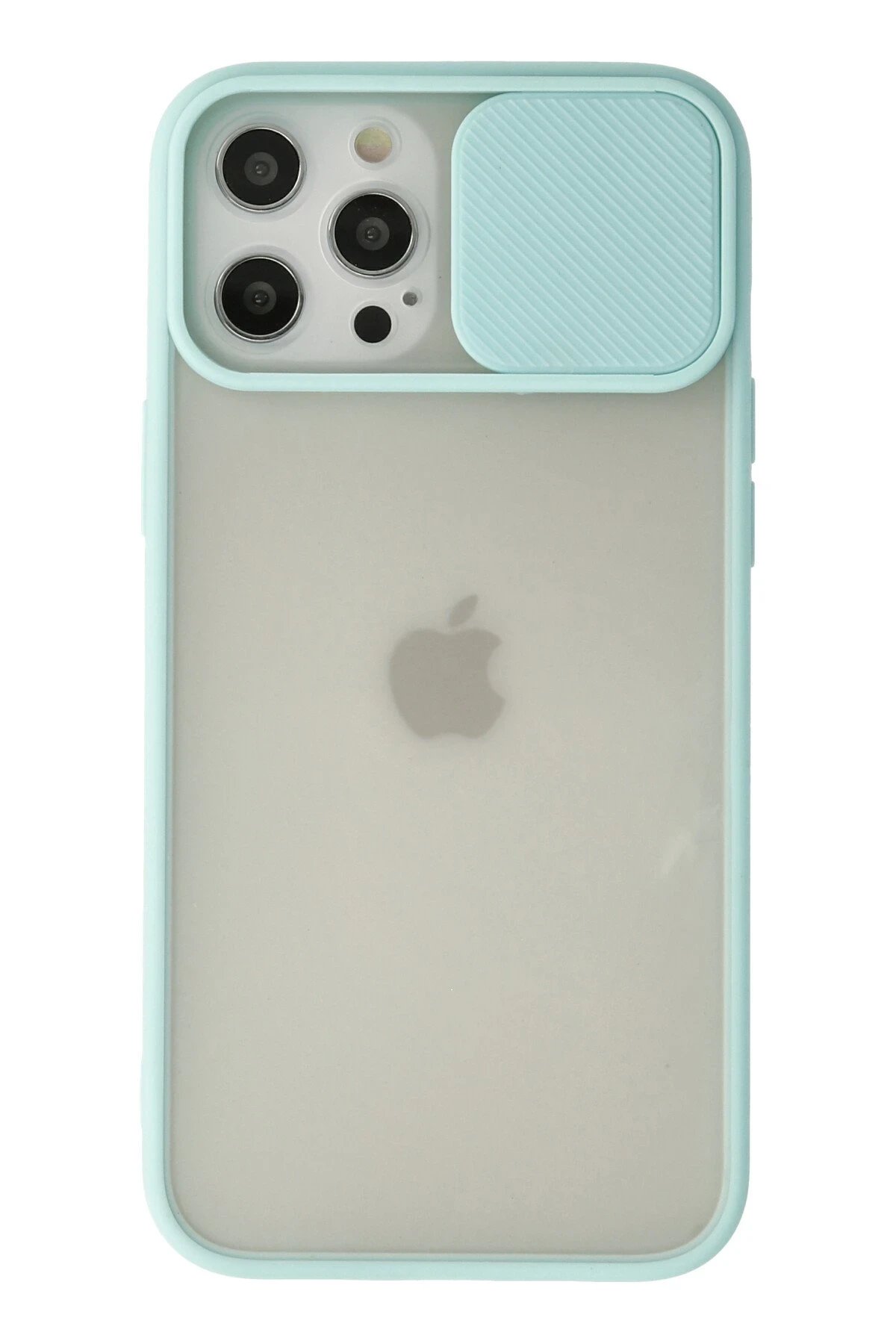 iPhone 12 Pro Max Kılıf Palm Buzlu Kamera Sürgülü Silikon - Turkuaz-(5796)