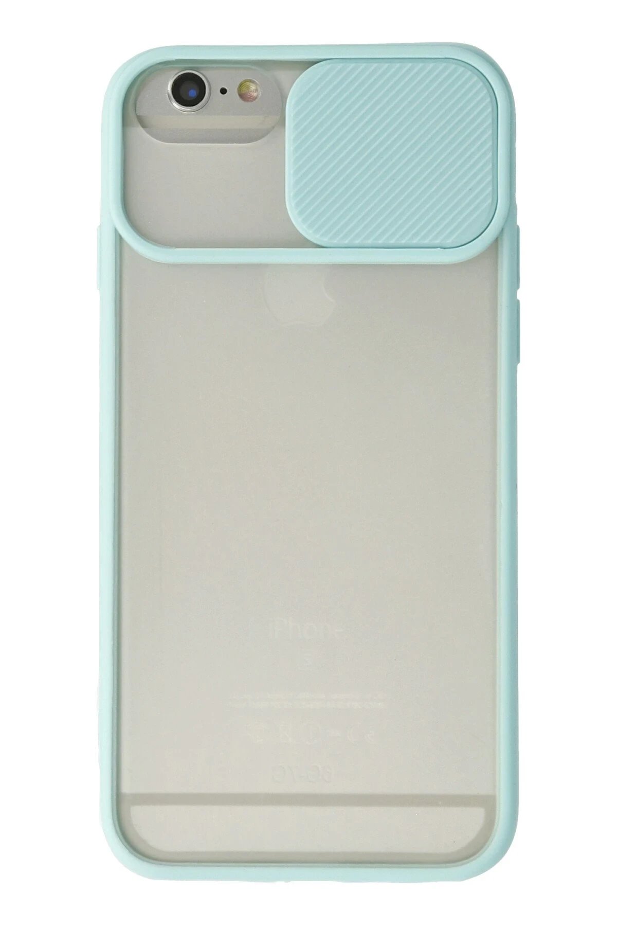 iPhone 6 Kılıf Palm Buzlu Kamera Sürgülü Silikon - Turkuaz-(5796)