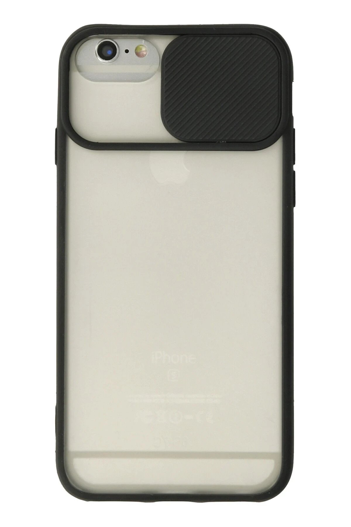 iPhone 6 Plus Kılıf Palm Buzlu Kamera Sürgülü Silikon - Siyah-(5796)