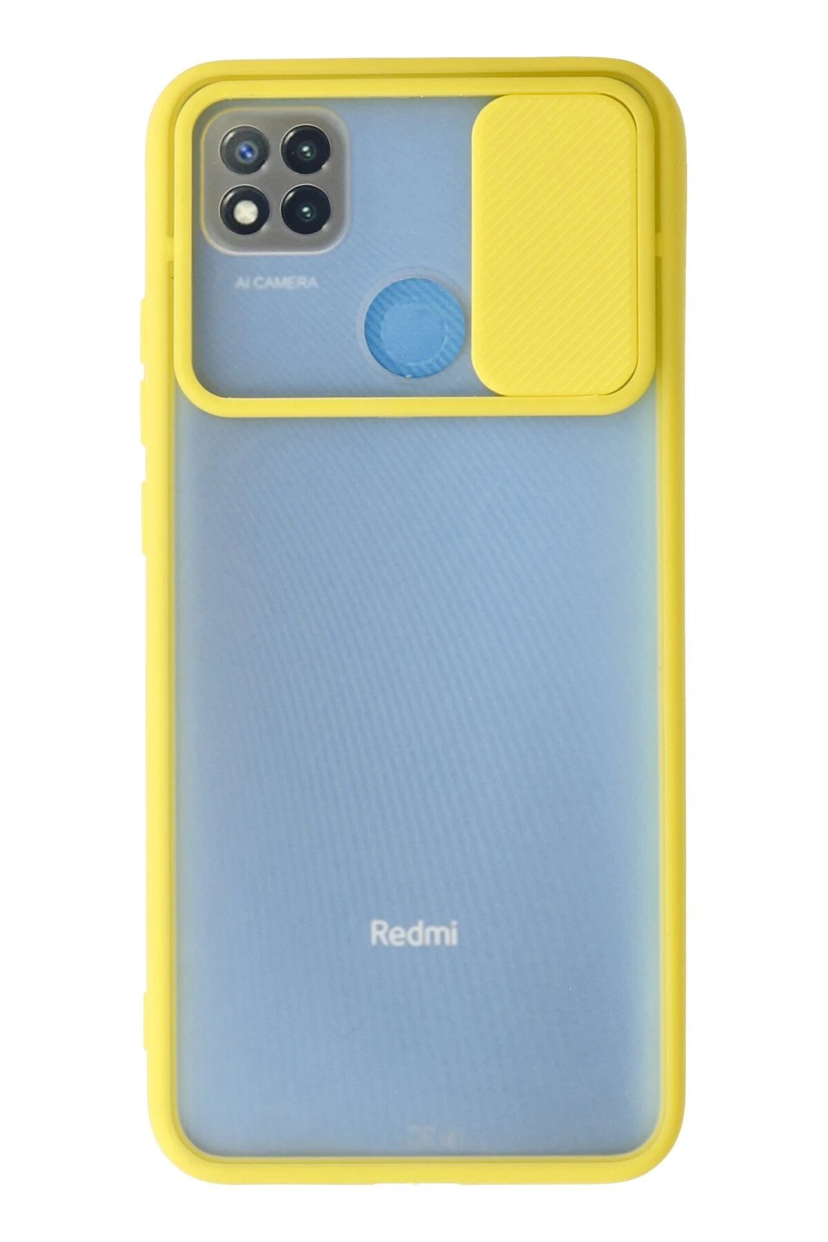 Xiaomi Redmi 9C Kılıf Palm Buzlu Kamera Sürgülü Silikon - Sarı-(5796)