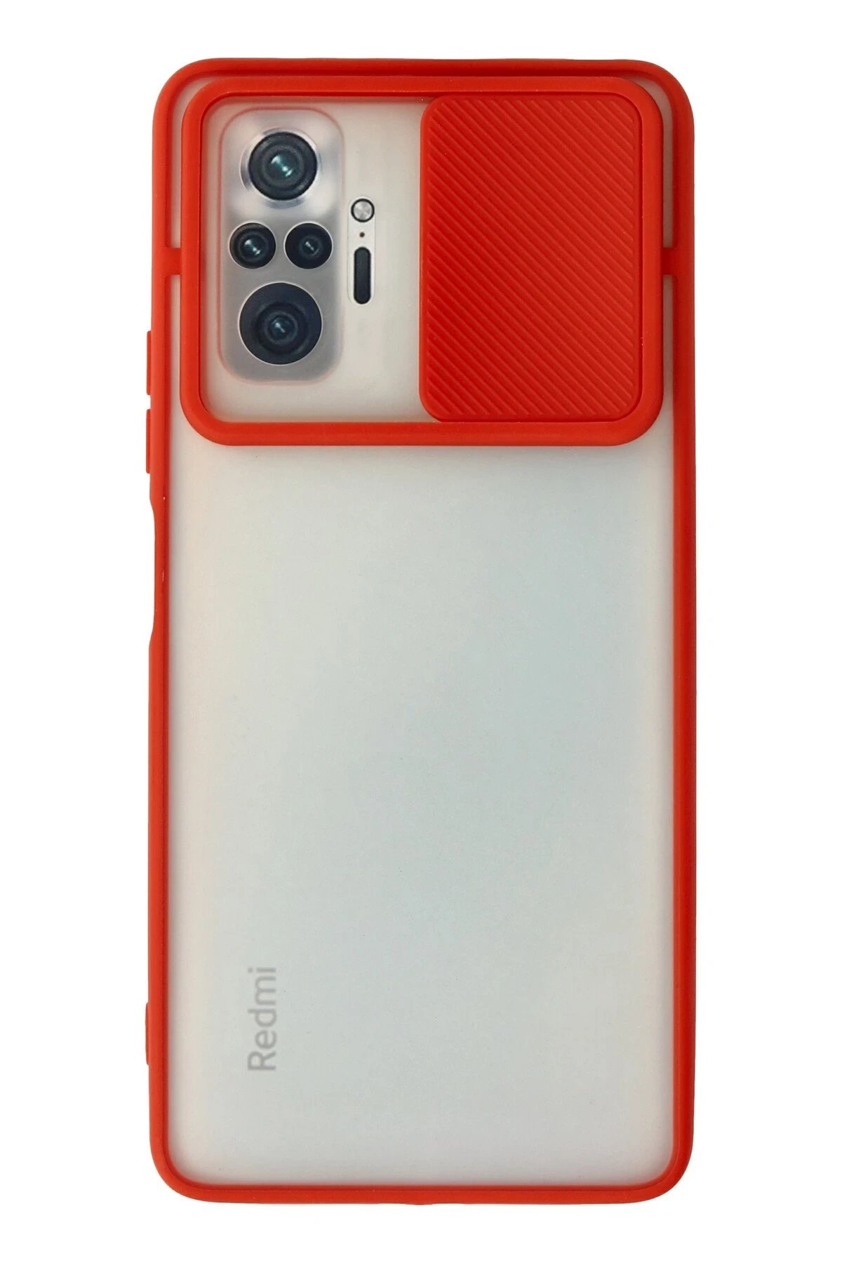 Xiaomi Redmi Note 10 Pro Kılıf Palm Buzlu Kamera Sürgülü Silikon - Kırmızı-(5796)