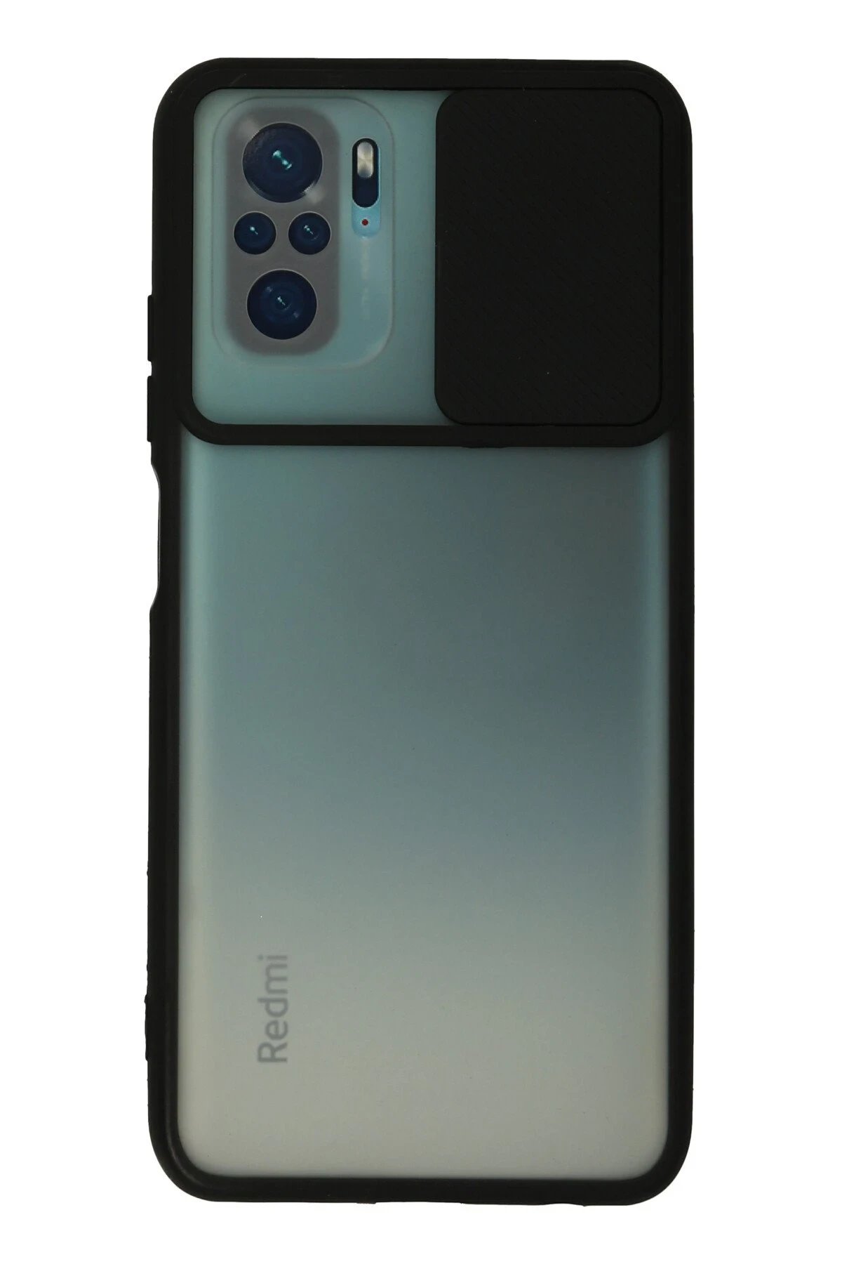 Xiaomi Redmi Note 10 Kılıf Palm Buzlu Kamera Sürgülü Silikon - Siyah-(5796)