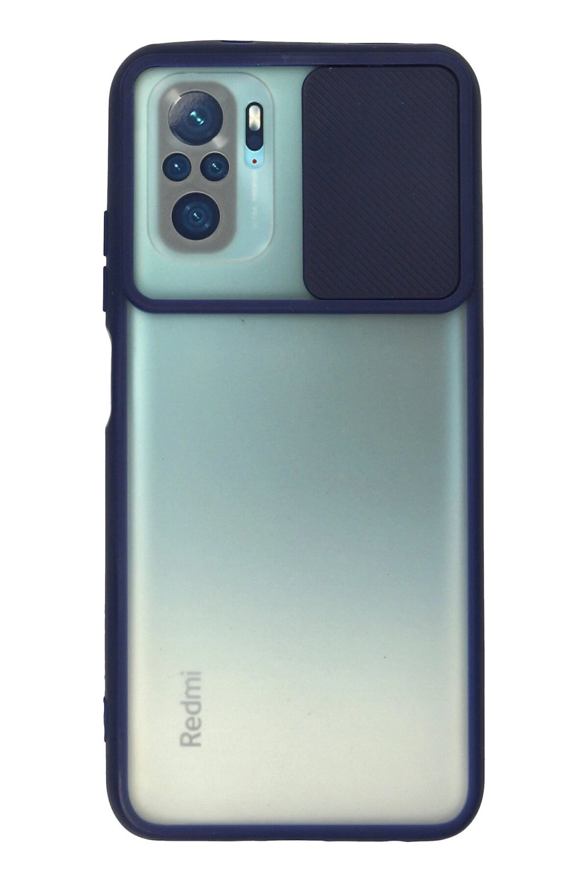 Xiaomi Redmi Note 10 Kılıf Palm Buzlu Kamera Sürgülü Silikon - Lacivert-(5796)