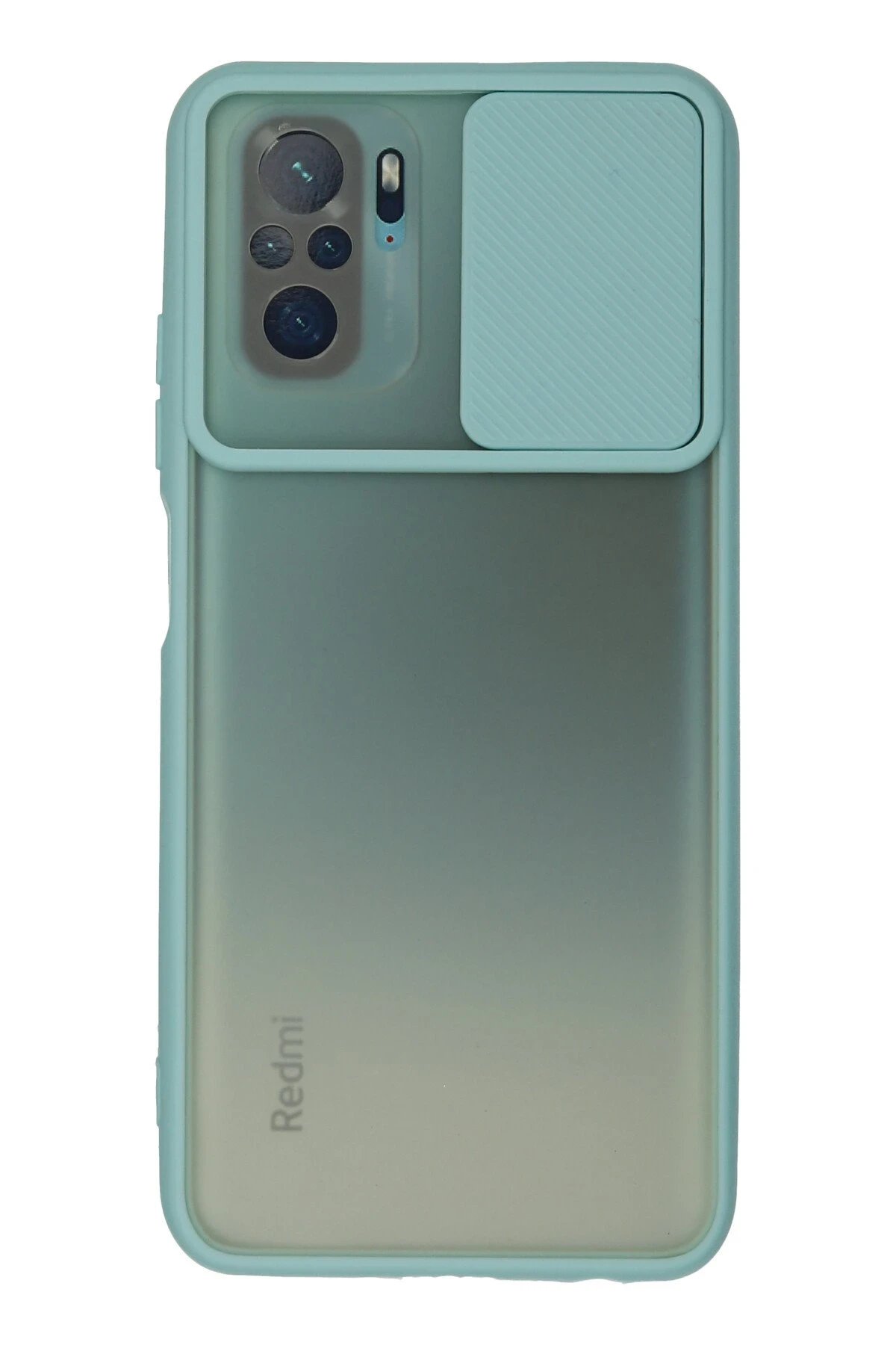 Xiaomi Redmi Note 10 Kılıf Palm Buzlu Kamera Sürgülü Silikon - Turkuaz-(5796)