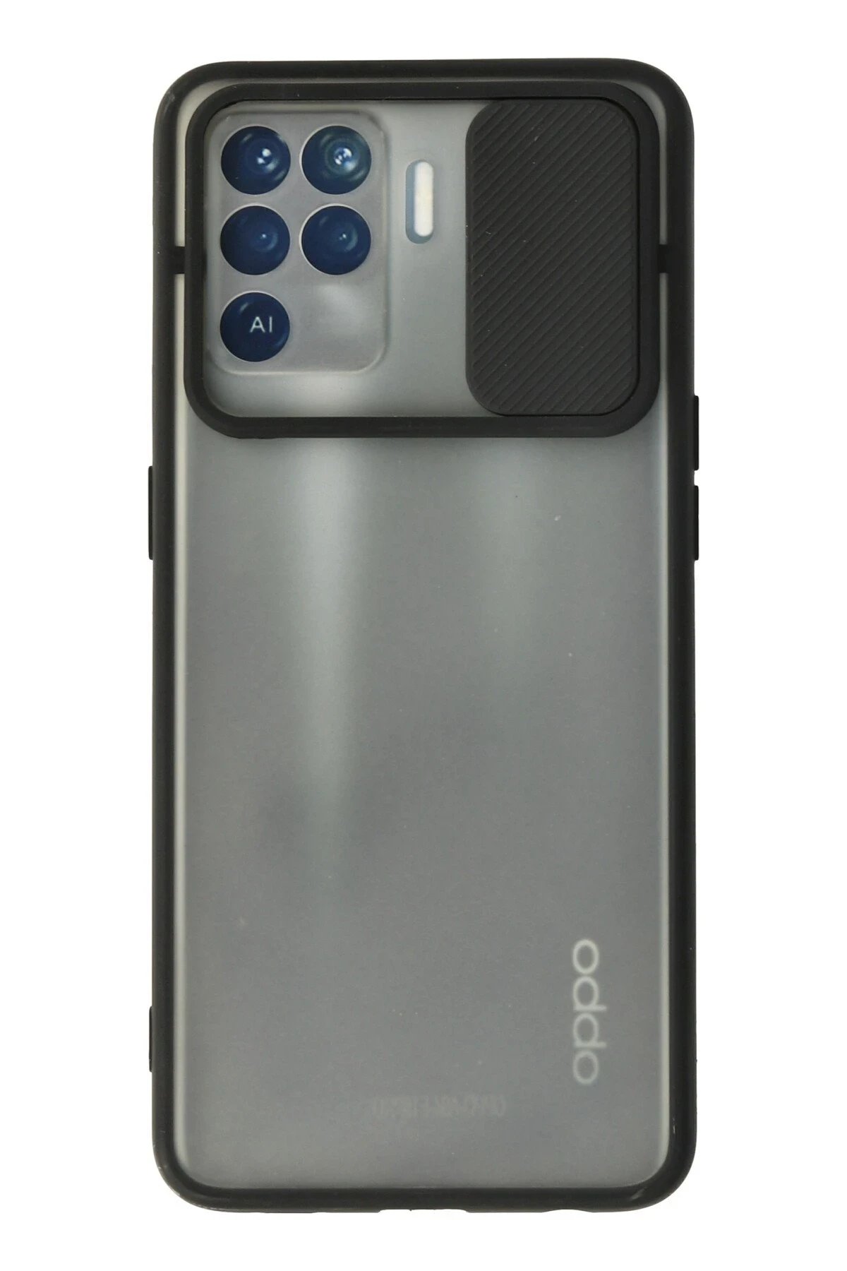 Oppo Reno 5 Lite Kılıf Palm Buzlu Kamera Sürgülü Silikon - Siyah-(5796)