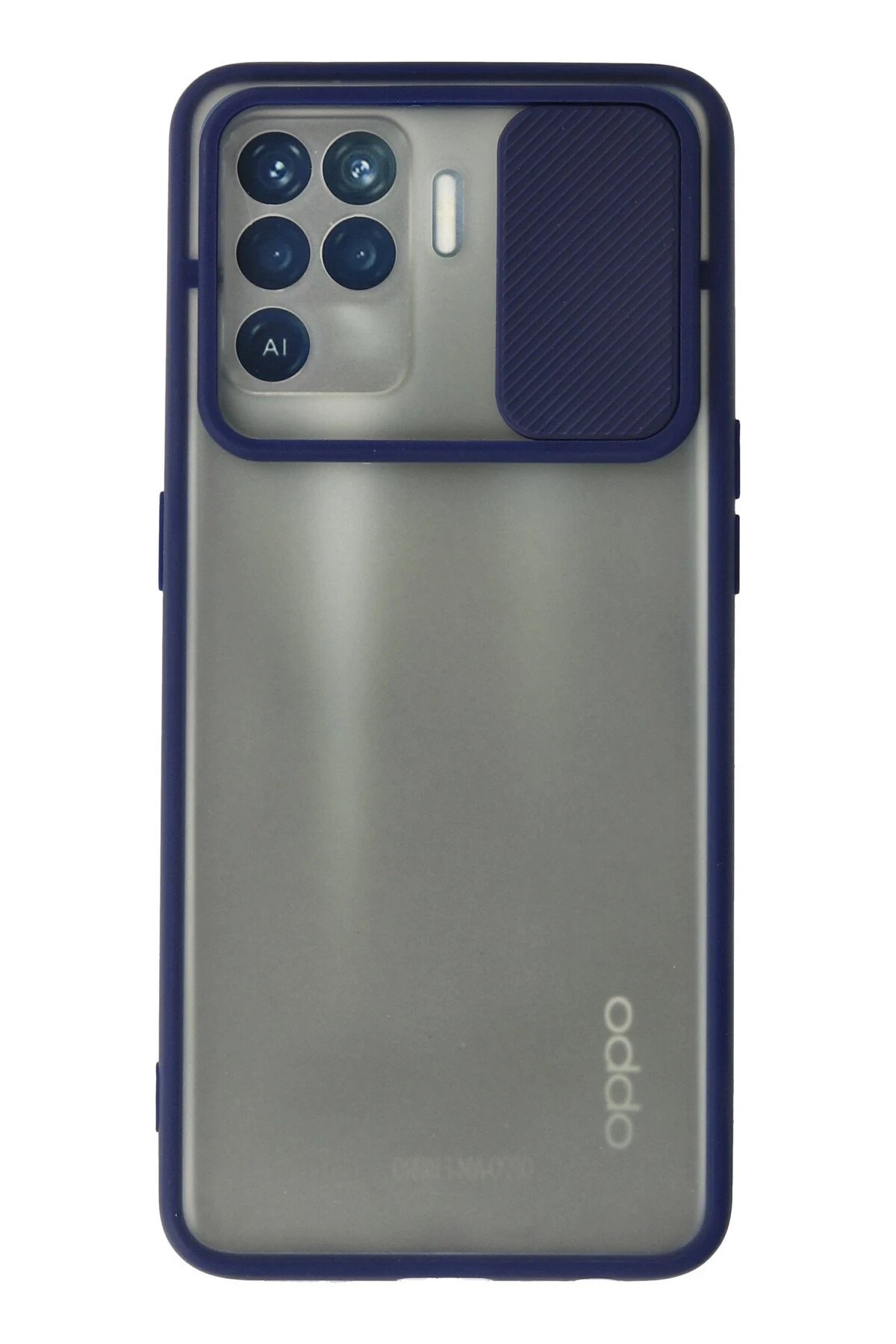 Oppo Reno 5 Lite Kılıf Palm Buzlu Kamera Sürgülü Silikon - Lacivert-(5796)
