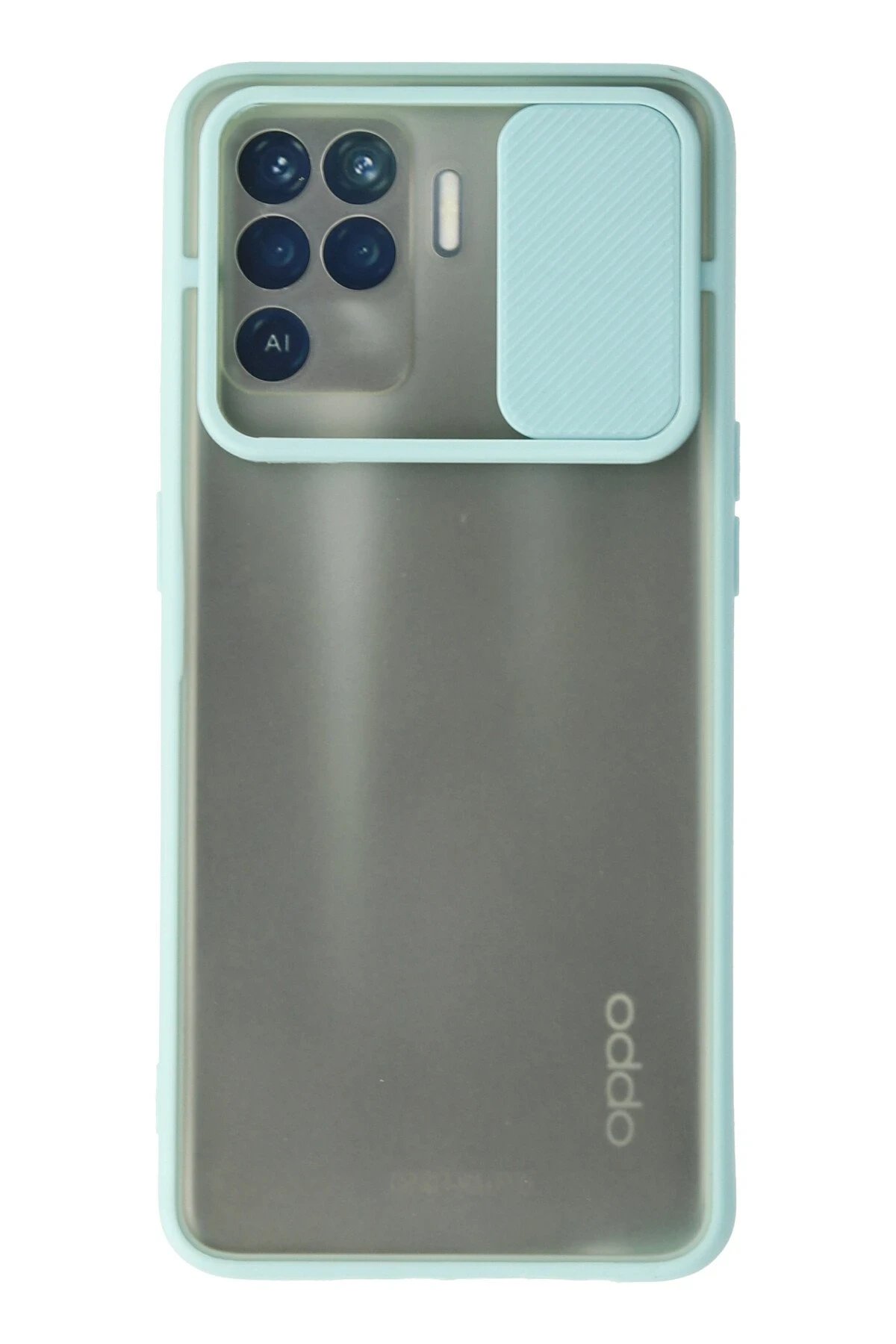 Oppo Reno 5 Lite Kılıf Palm Buzlu Kamera Sürgülü Silikon - Turkuaz-(5796)