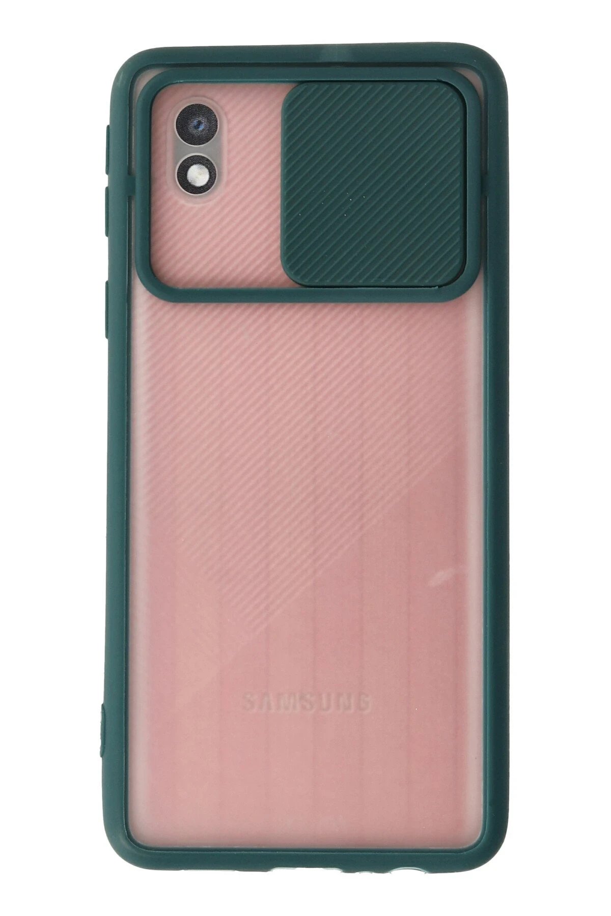 Samsung Galaxy A01 Core Kılıf Palm Buzlu Kamera Sürgülü Silikon - Yeşil-(5796)