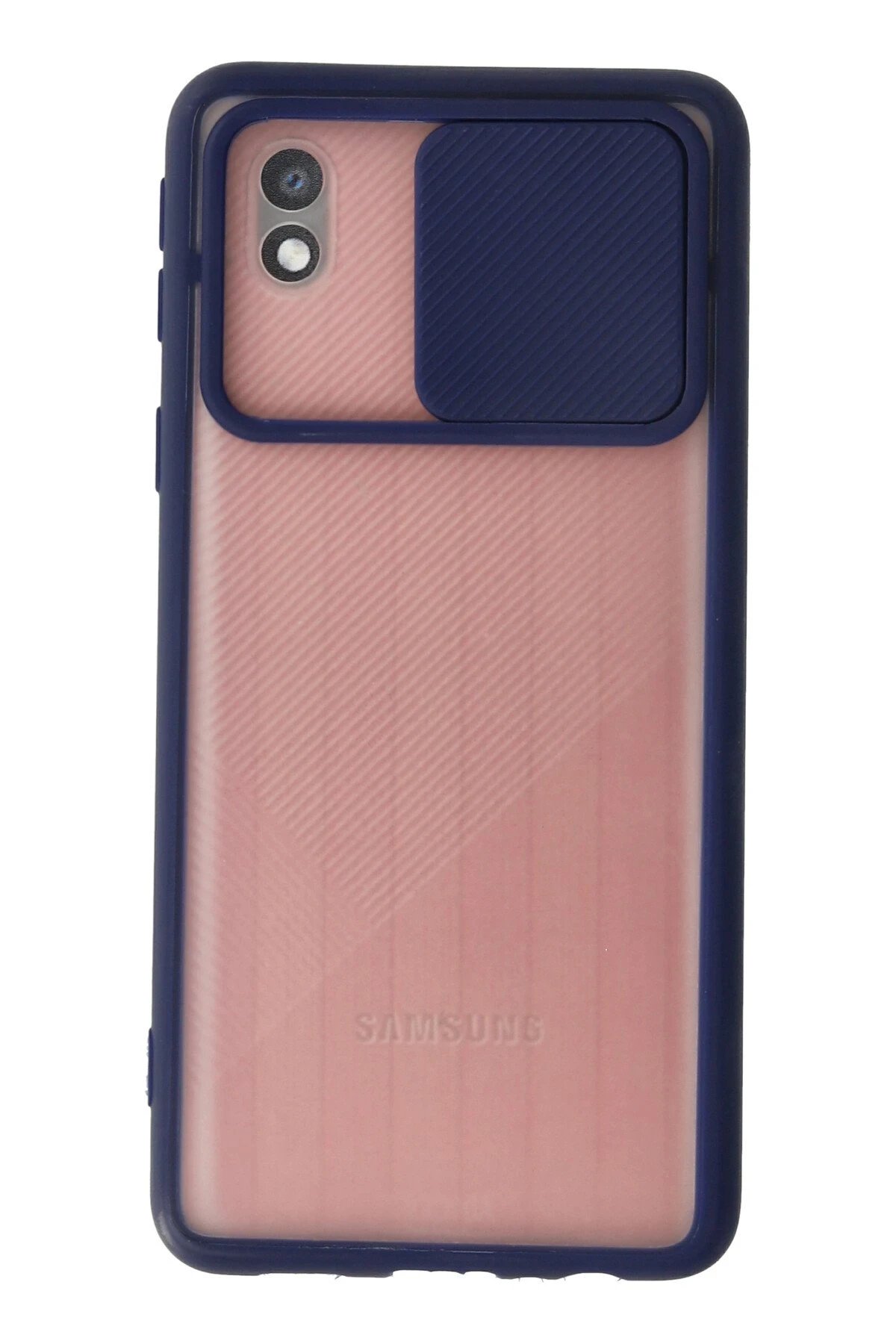 Samsung Galaxy A01 Core Kılıf Palm Buzlu Kamera Sürgülü Silikon - Lacivert-(5796)