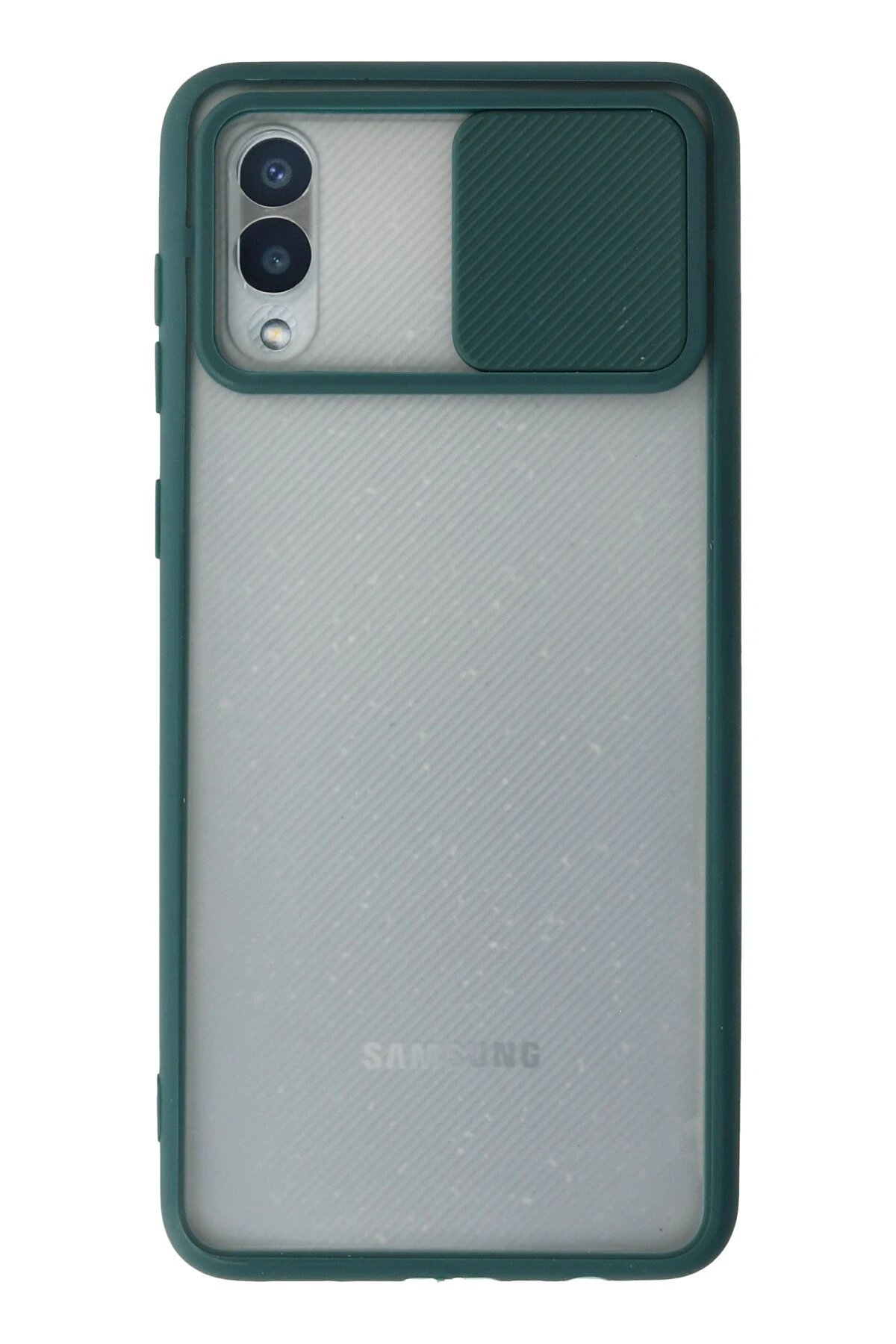Samsung Galaxy A02 Kılıf Palm Buzlu Kamera Sürgülü Silikon - Yeşil-(5796)