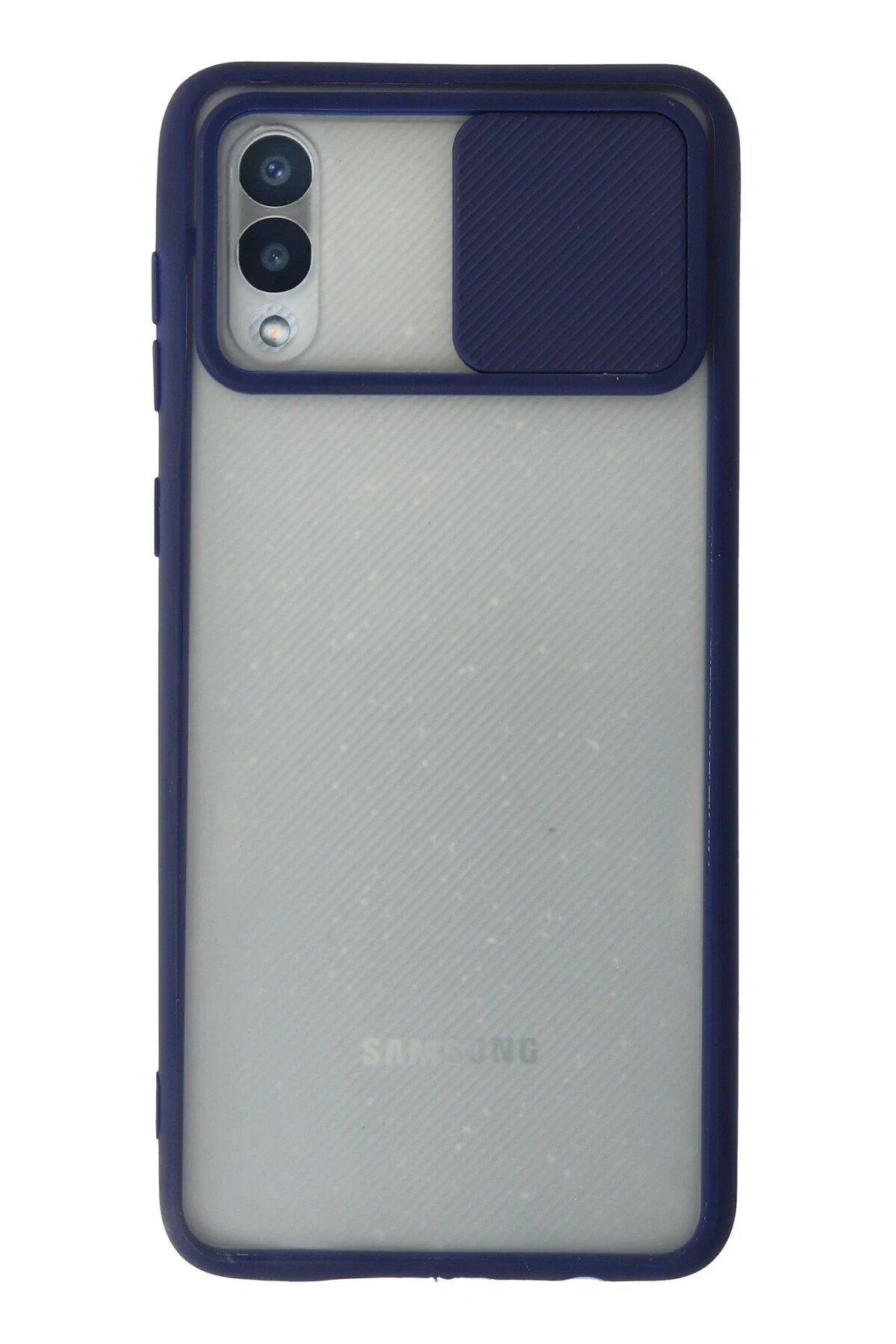 Samsung Galaxy A02 Kılıf Palm Buzlu Kamera Sürgülü Silikon - Lacivert-(5796)
