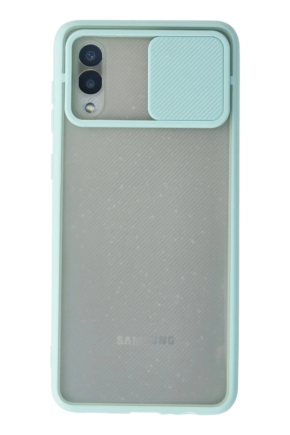 Samsung Galaxy A02 Kılıf Palm Buzlu Kamera Sürgülü Silikon - Turkuaz-(5796)