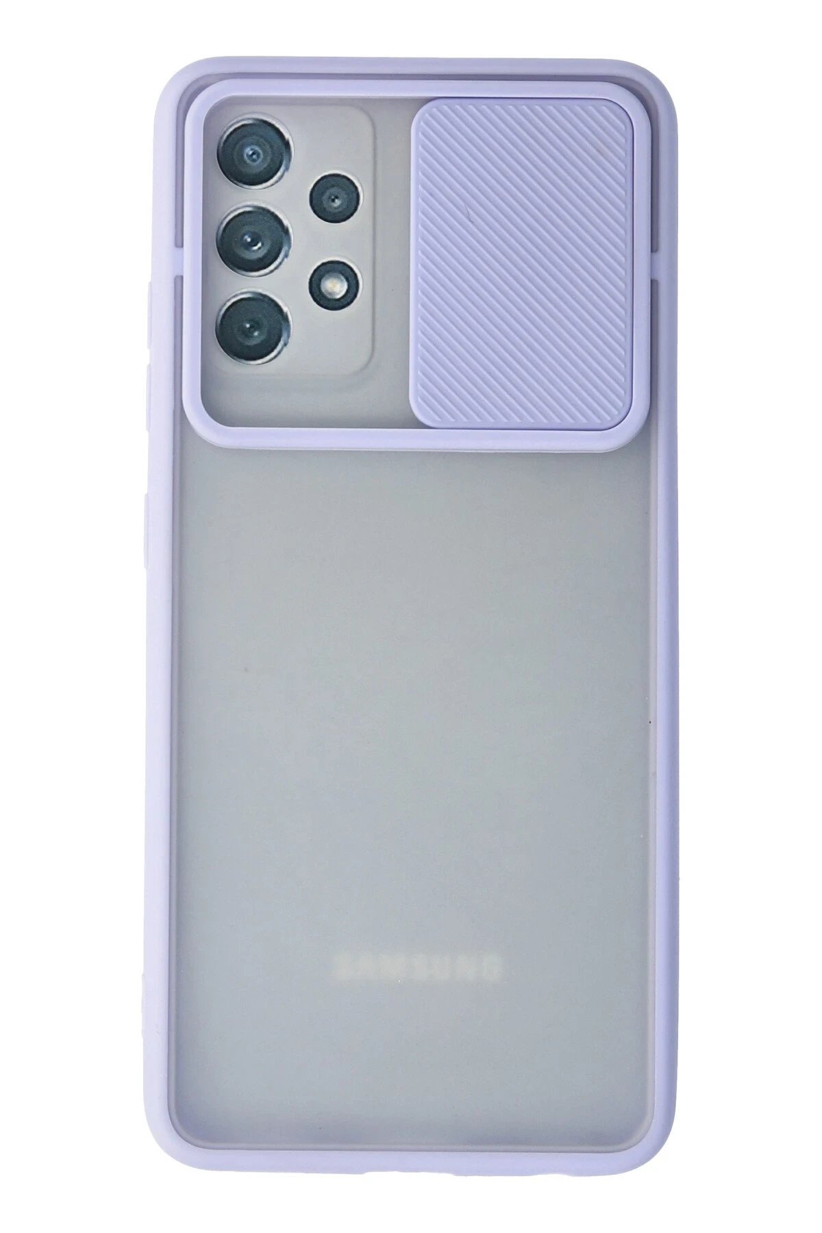 Samsung Galaxy A52 Kılıf Palm Buzlu Kamera Sürgülü Silikon - Lila-(5796)