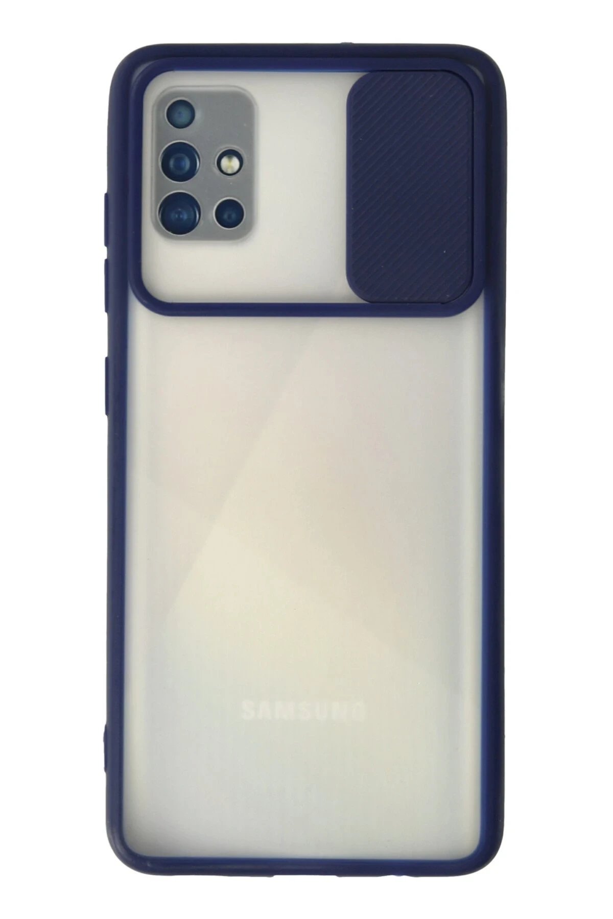 Samsung Galaxy A71 Kılıf Palm Buzlu Kamera Sürgülü Silikon - Lacivert-(5796)