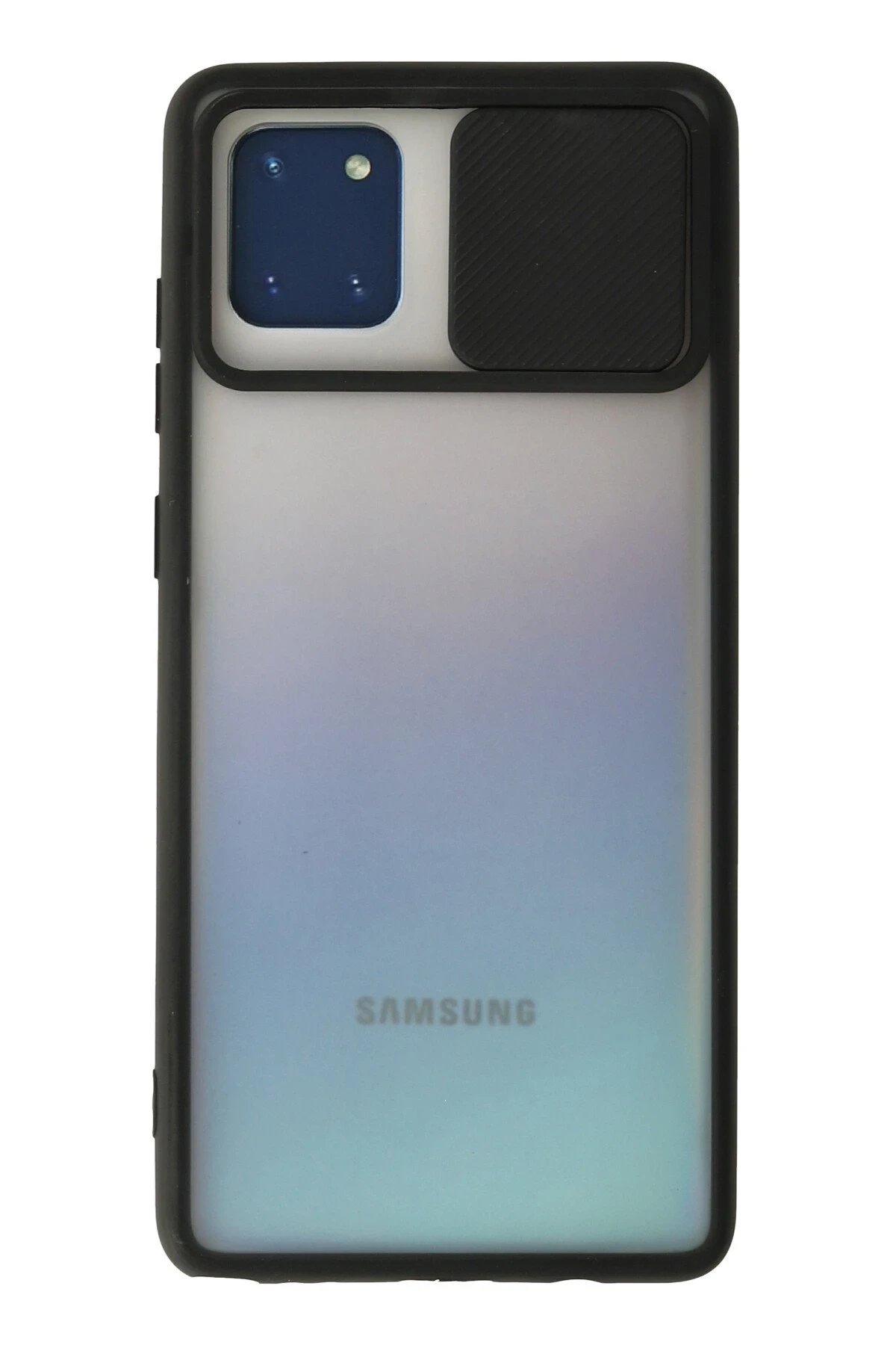 Samsung Galaxy A81 / Note 10 Lite Kılıf Palm Buzlu Kamera Sürgülü Silikon - Siyah-(5796)