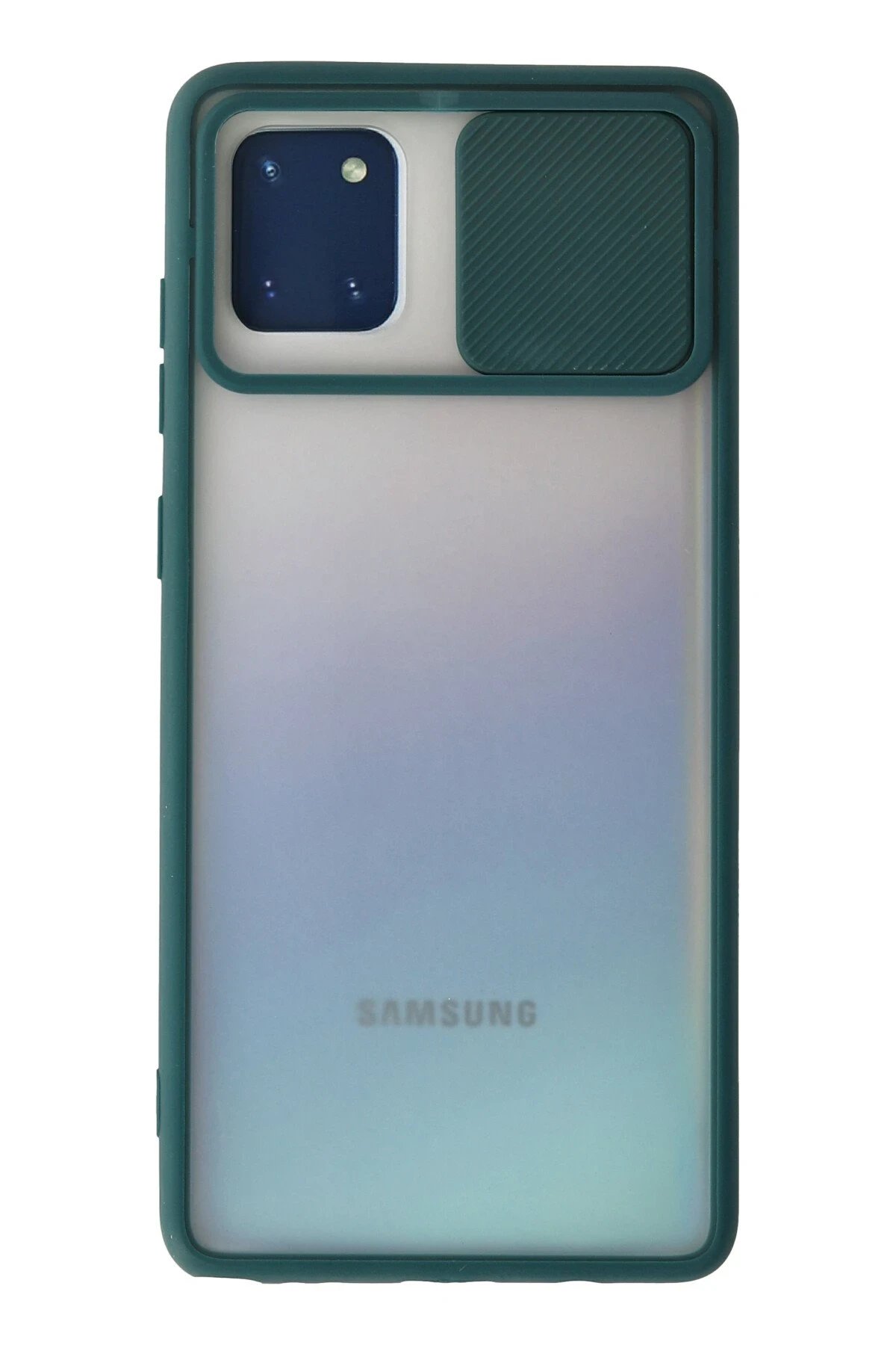 Samsung Galaxy A81 / Note 10 Lite Kılıf Palm Buzlu Kamera Sürgülü Silikon - Yeşil-(5796)
